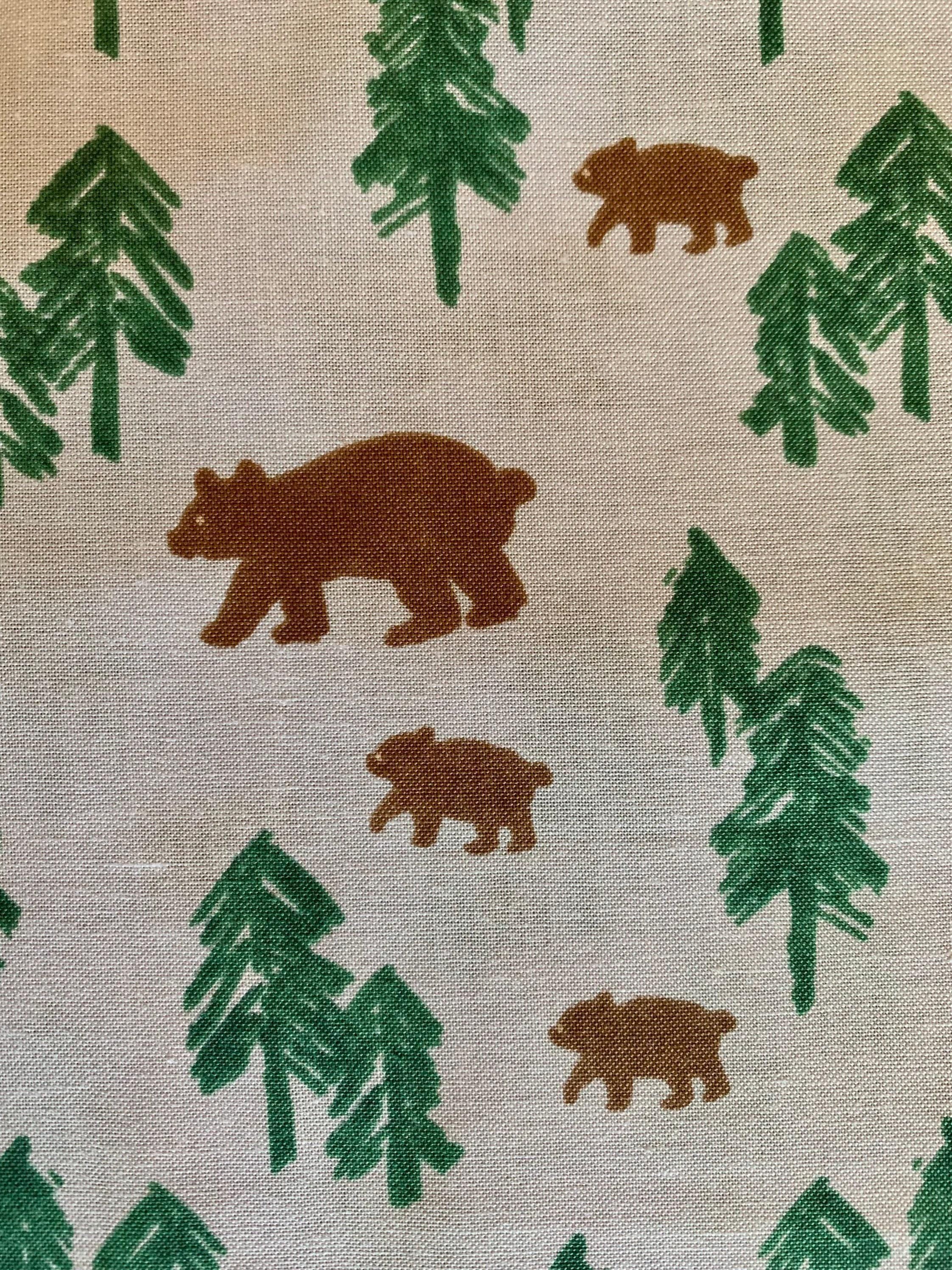 Hokkoh - Bears in the Forest Cotton Fabric - Gray Green Brown