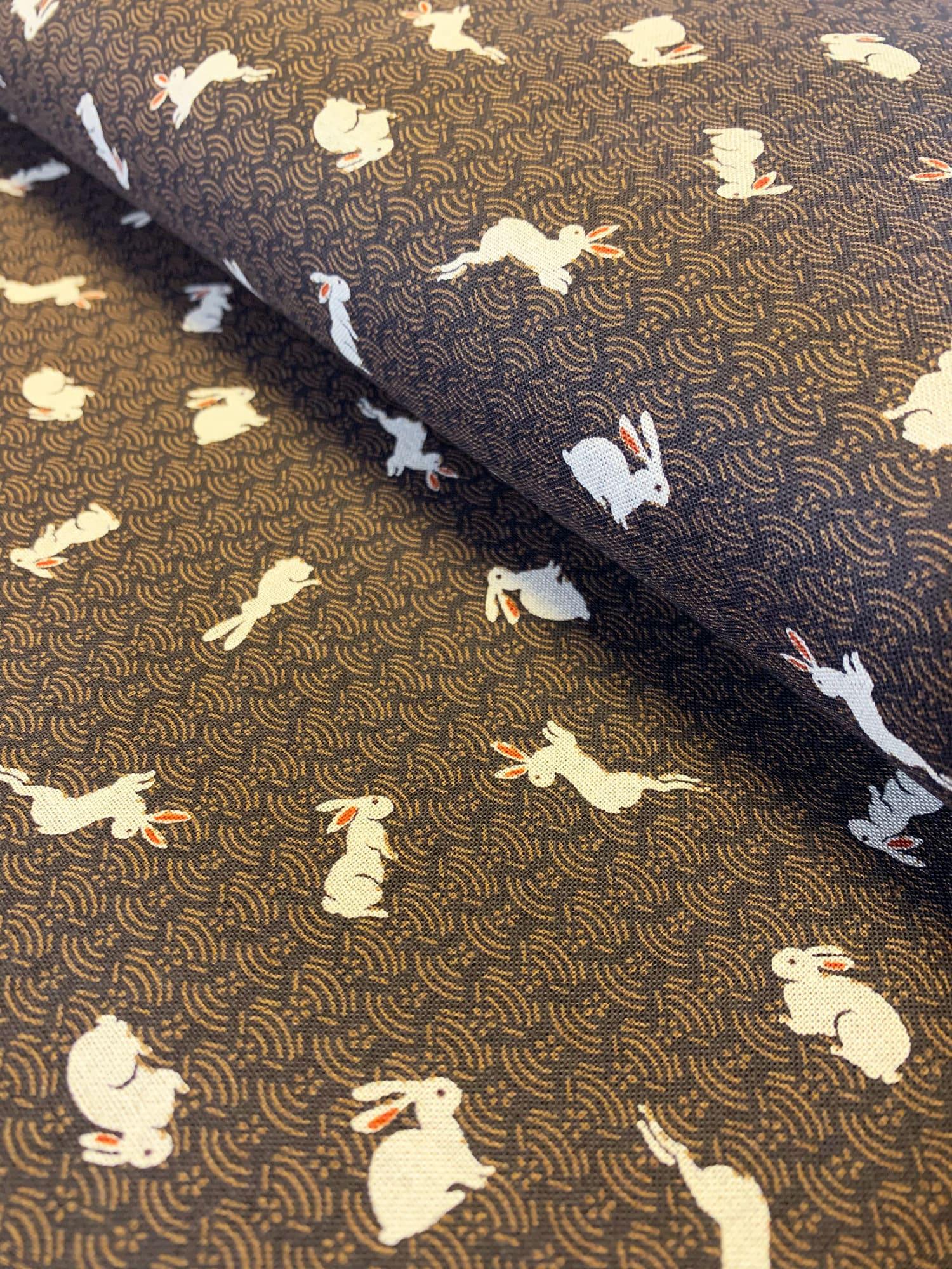 Sevenberry - Bunnies and Waves Cotton Fabric - Brown