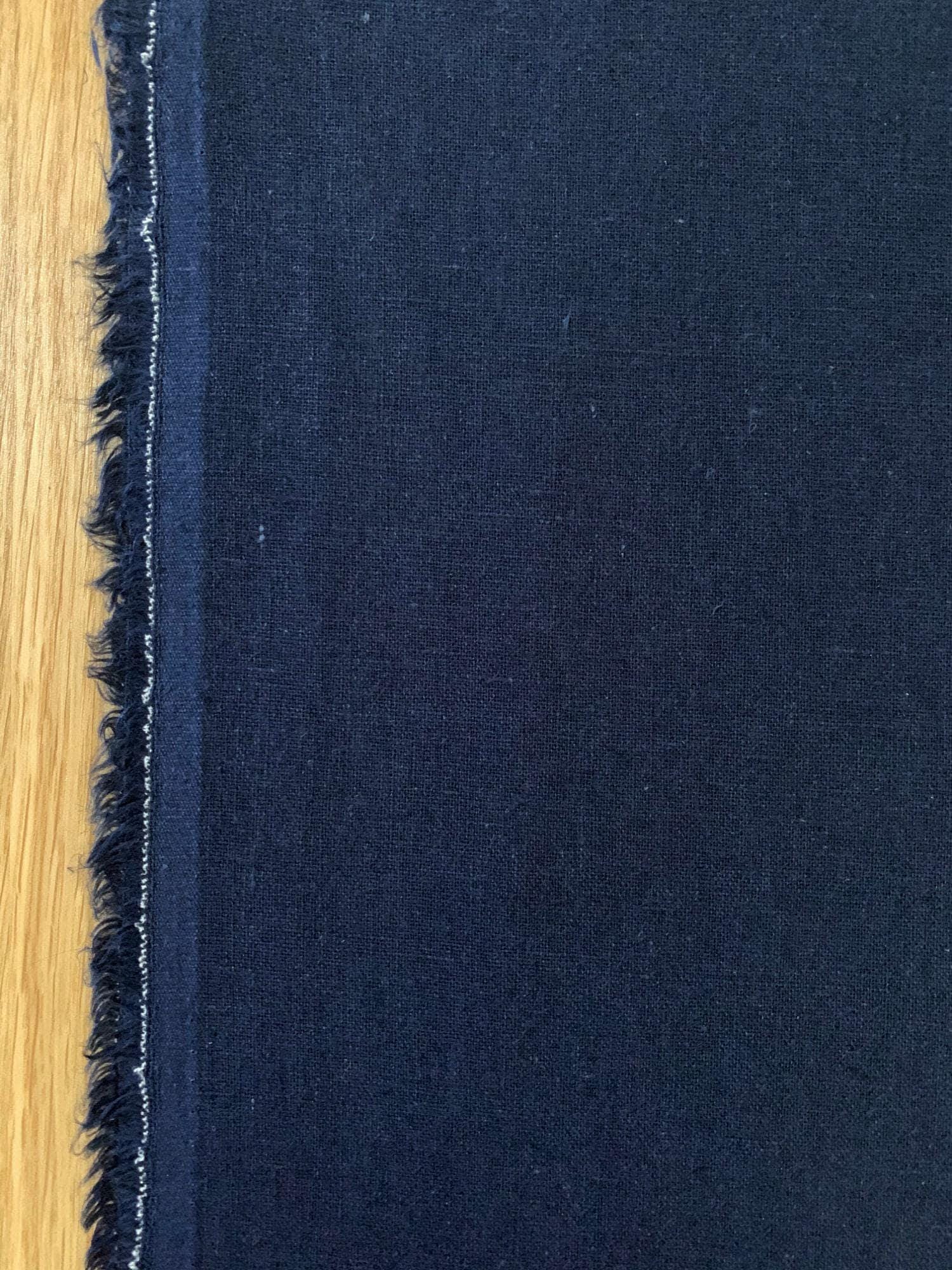 Hishiei - Solid Cotton/Linen Fabric - Indigo Blue