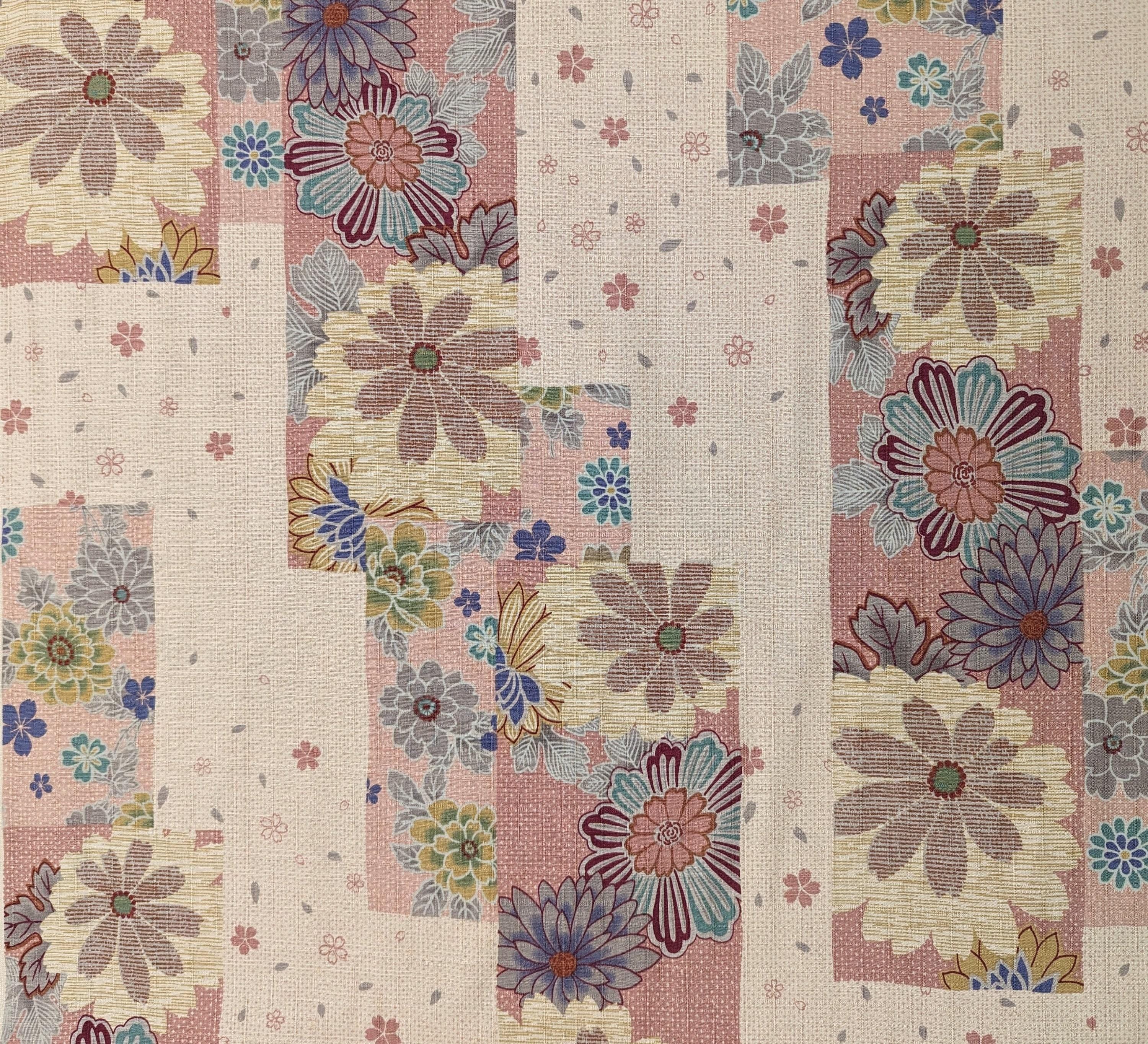 Kobayashi - Spring Pastel Flowers Cotton Dobby - Pink