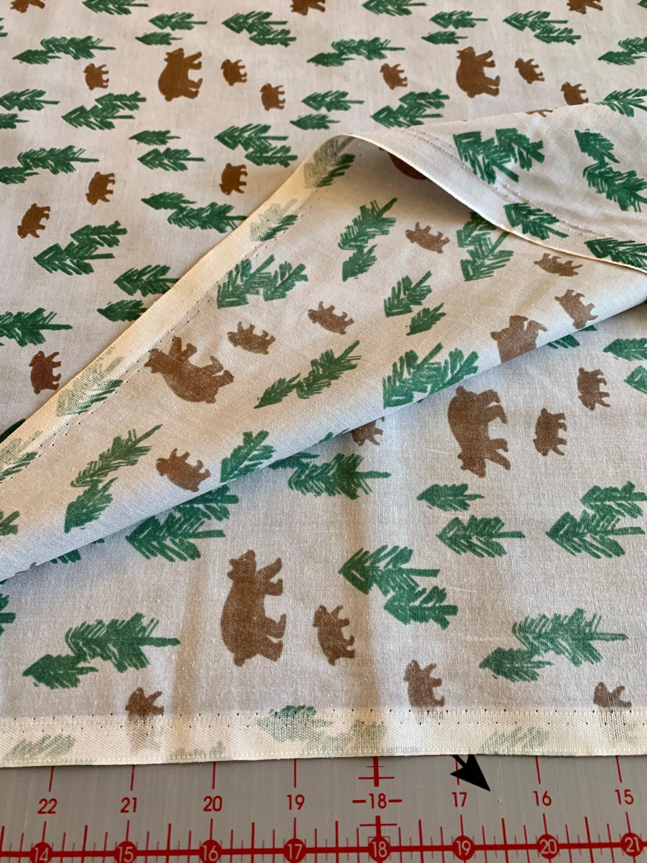 Hokkoh - Bears in the Forest Cotton Fabric - Gray Green Brown