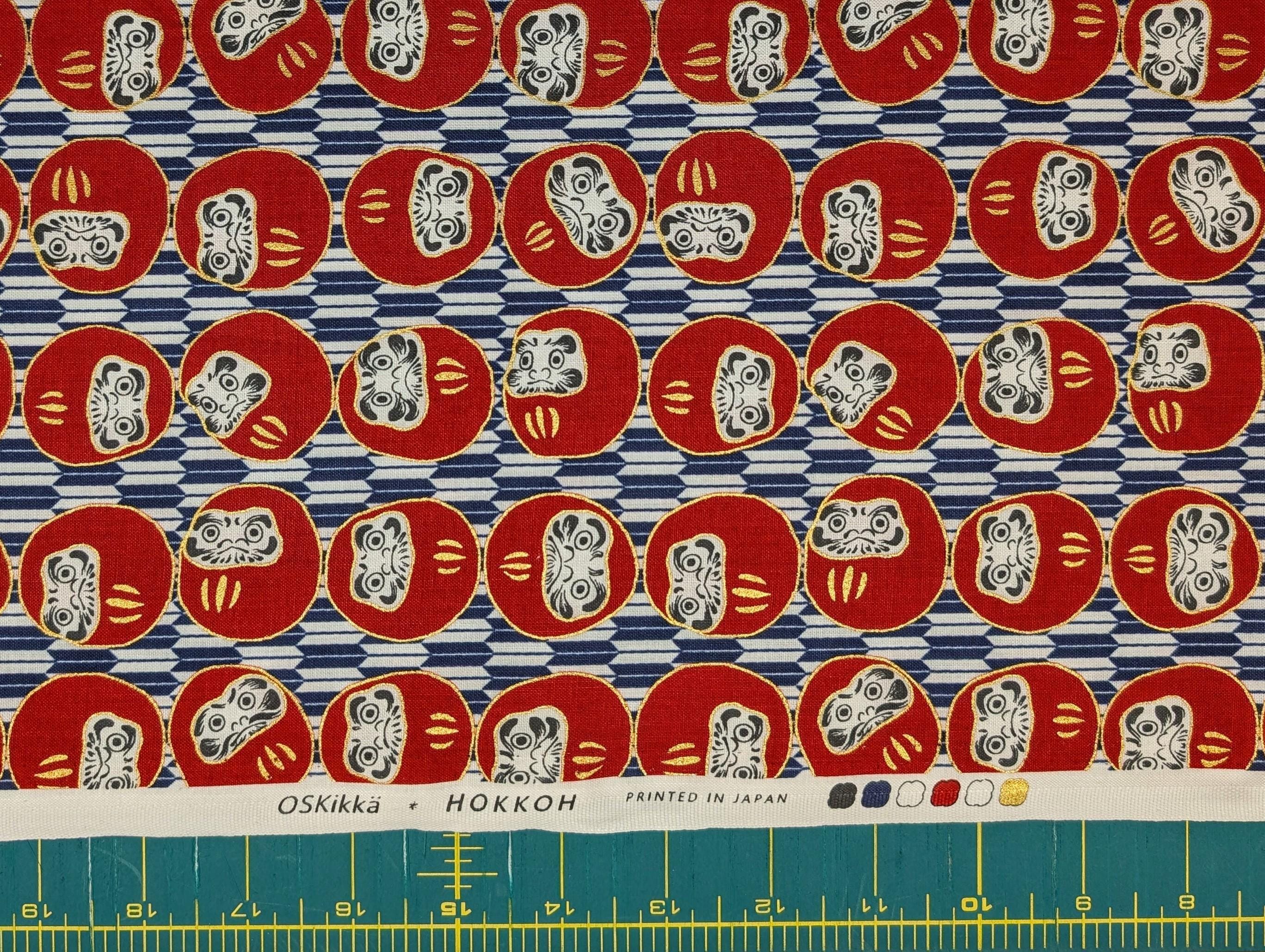 Hokkoh - Yagasuri Daruma Cotton Fabric - Blue and White