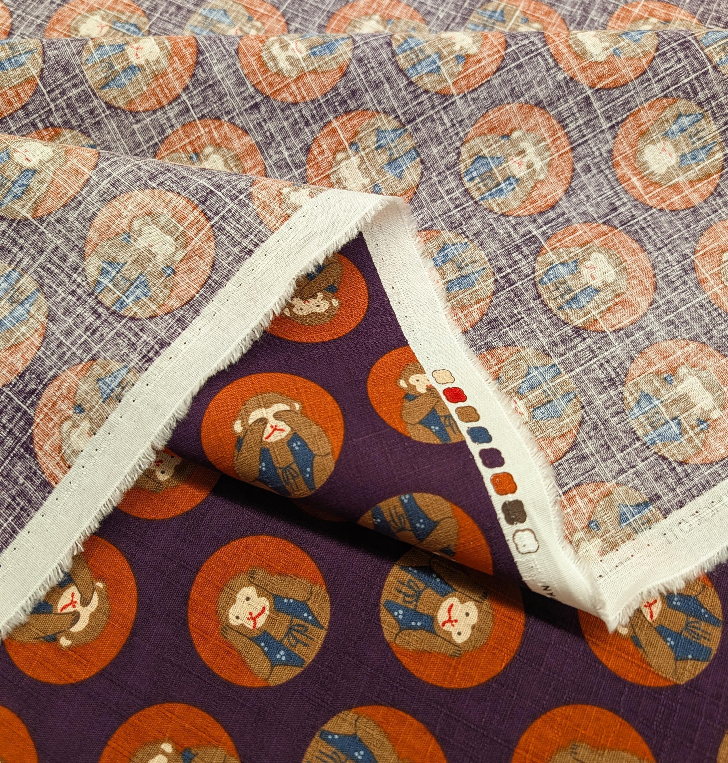 Hokkoh - Three Wise Monkeys Cotton Dobby - Purple