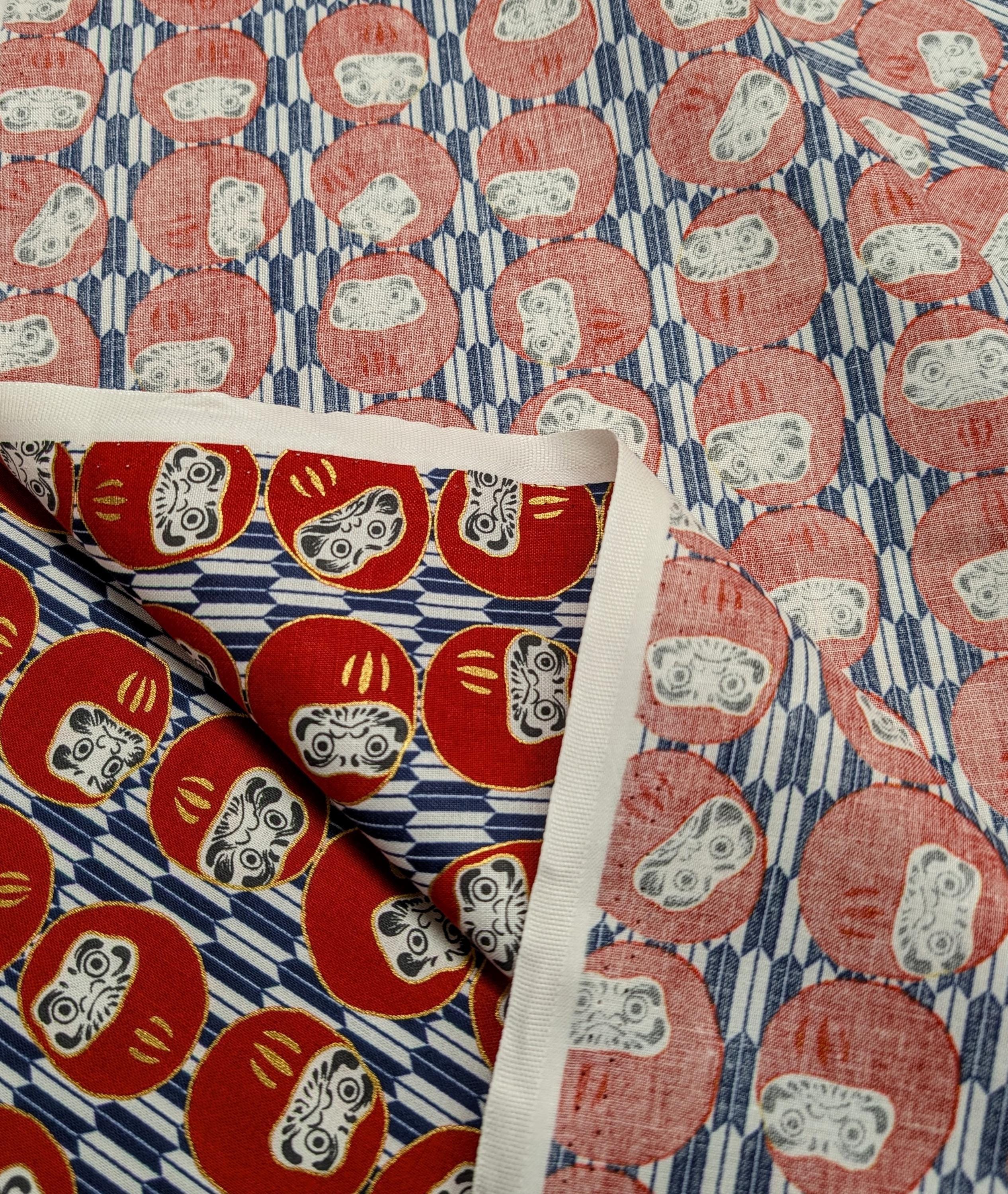 Hokkoh - Yagasuri Daruma Cotton Fabric - Blue and White