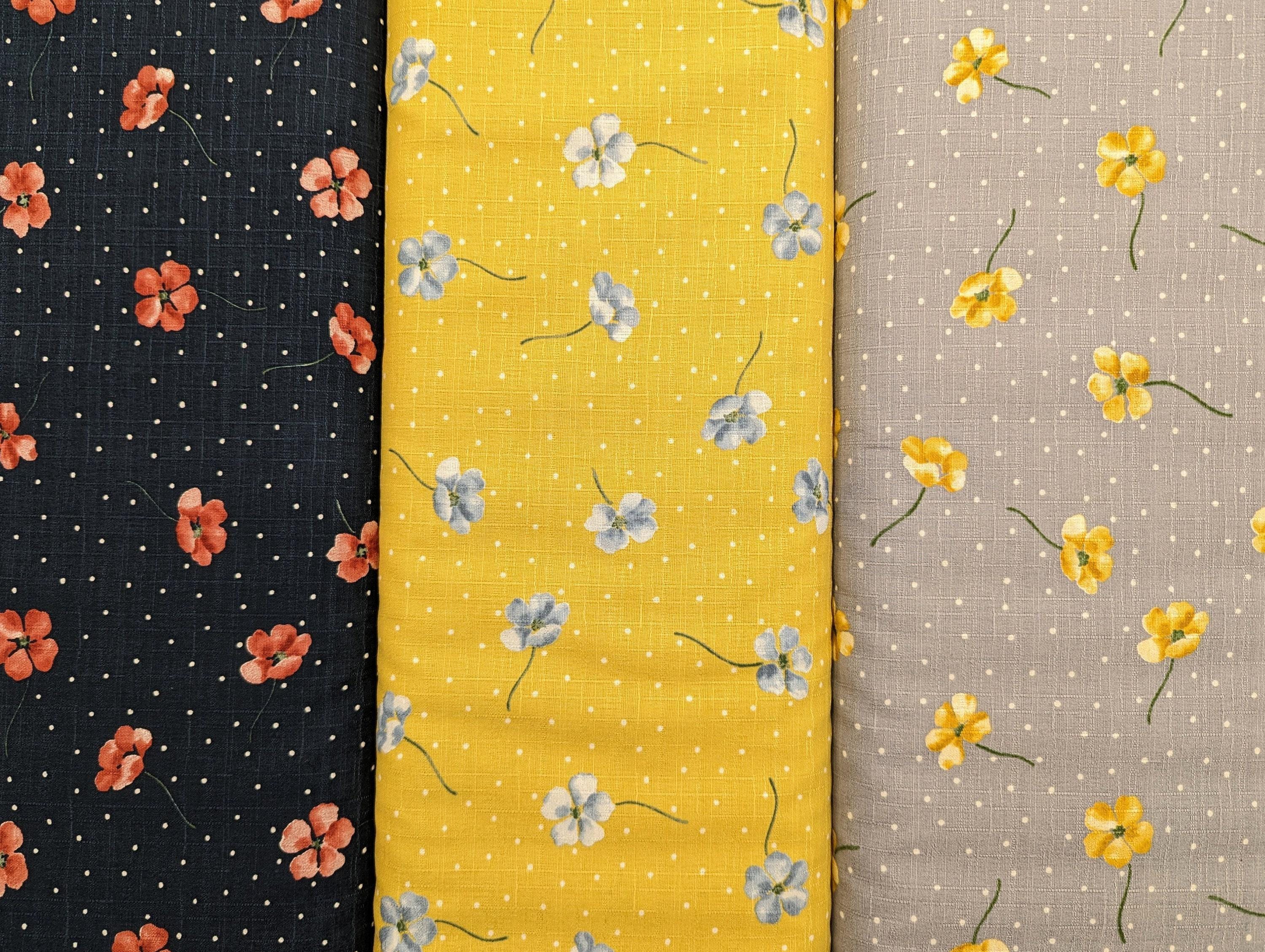 Koizumi - Polka Dotted Poppies Cotton Dobby - Yellow