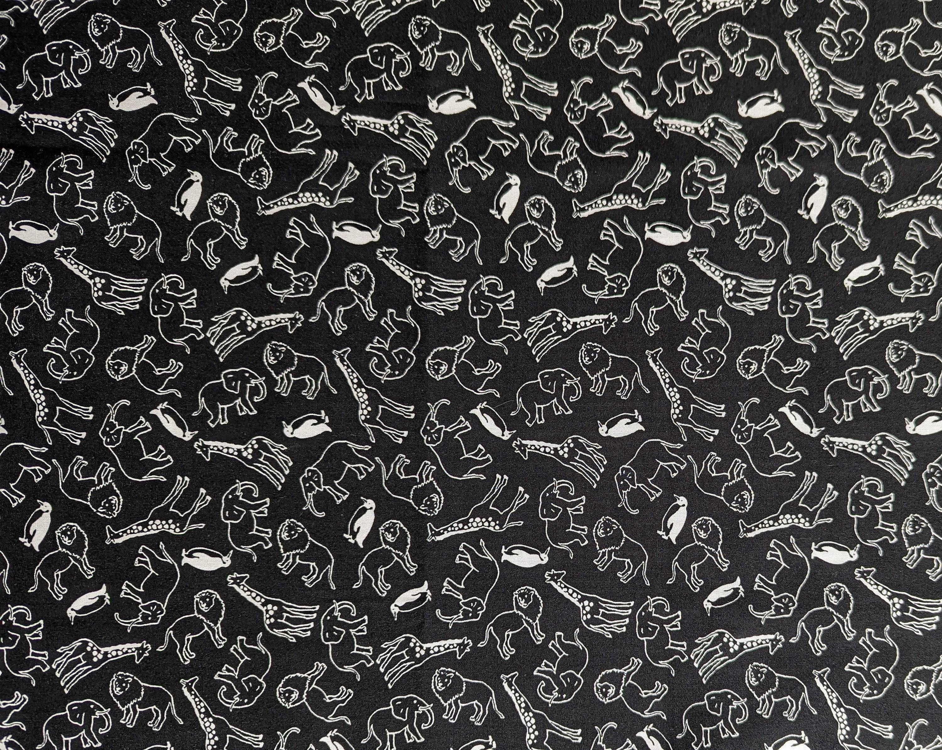 Sevenberry - African Animals Cotton Fabric - Black