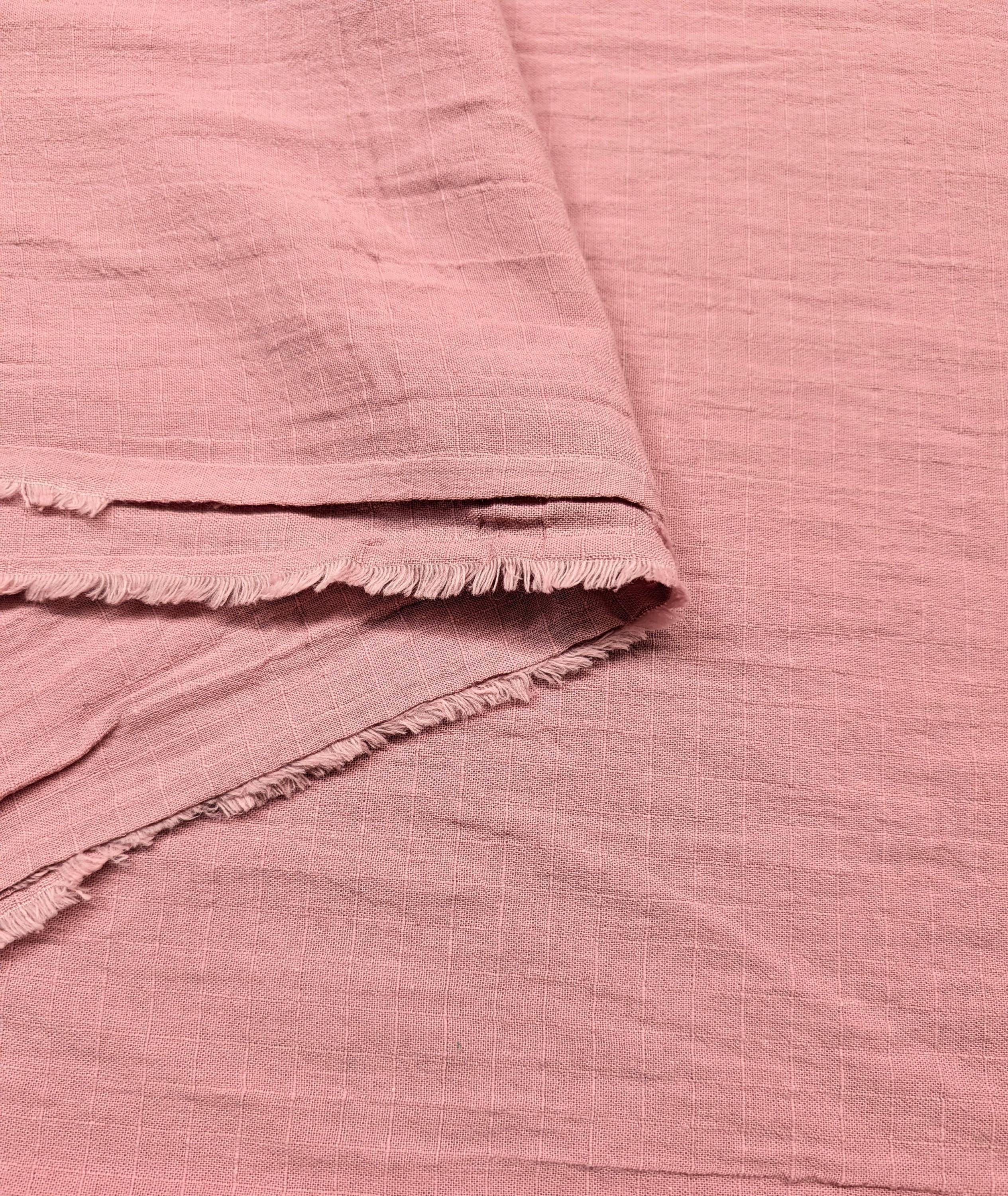 NEW Soft Gridded Dobby Cosmo Japanese cotton linen fabric AD-5747 33 light pink