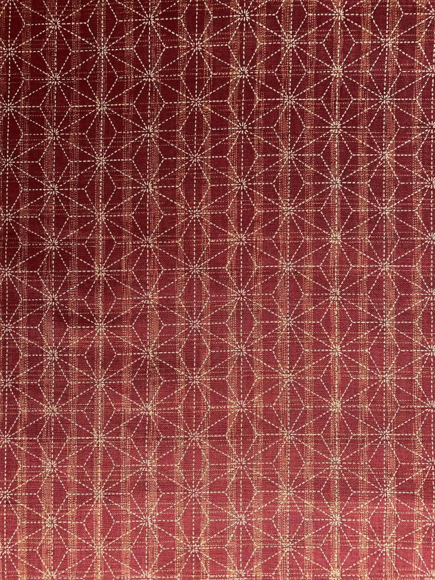 Sevenberry - Asanoha Hemp Leaf Star Cotton Fabric - Red Tan
