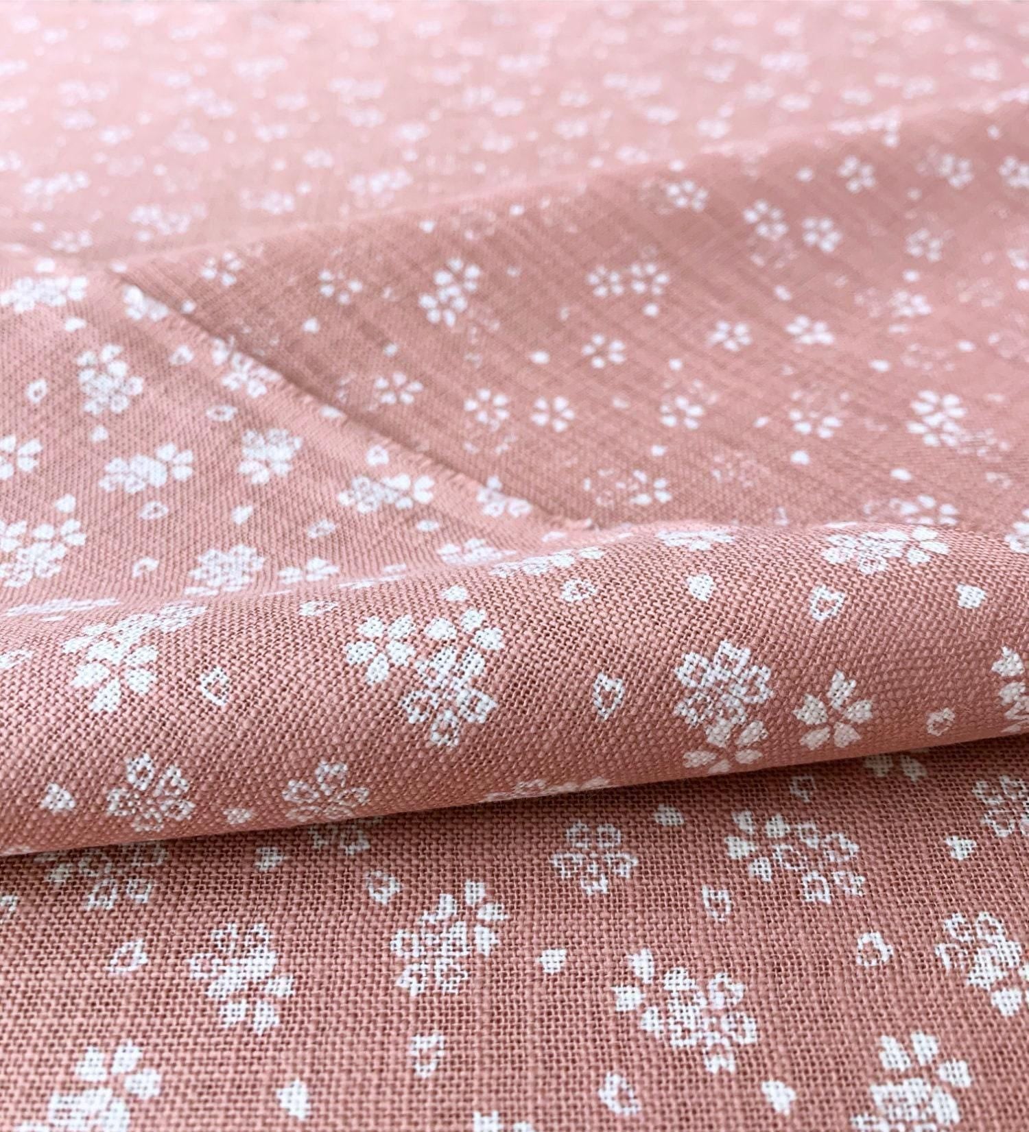 Sevenberry - Cherry Blossoms Homespun Cotton Fabric - Pink Beige