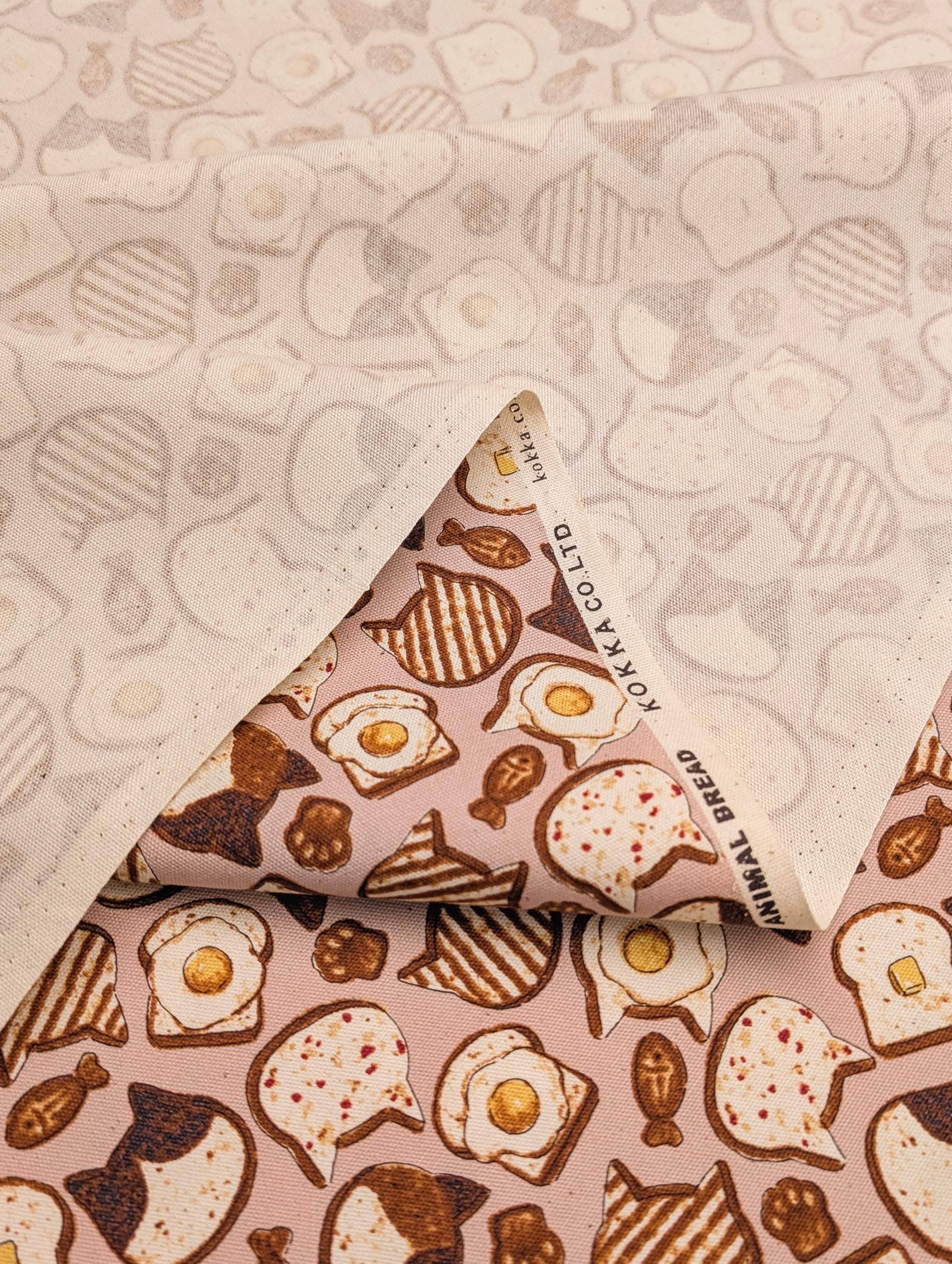 Kokka - Cat Toast Cotton Light Oxford - Pink