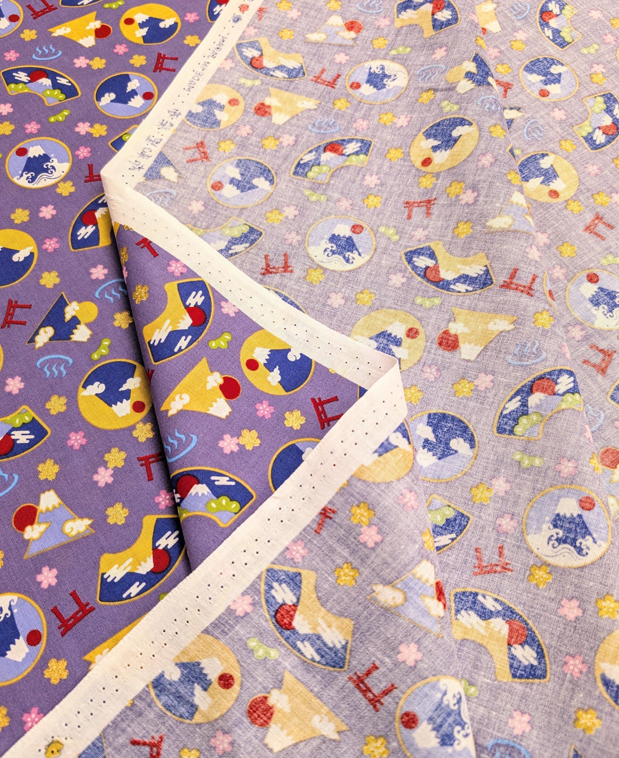 Asano - Mountain Onsen Cotton Fabric - Purple