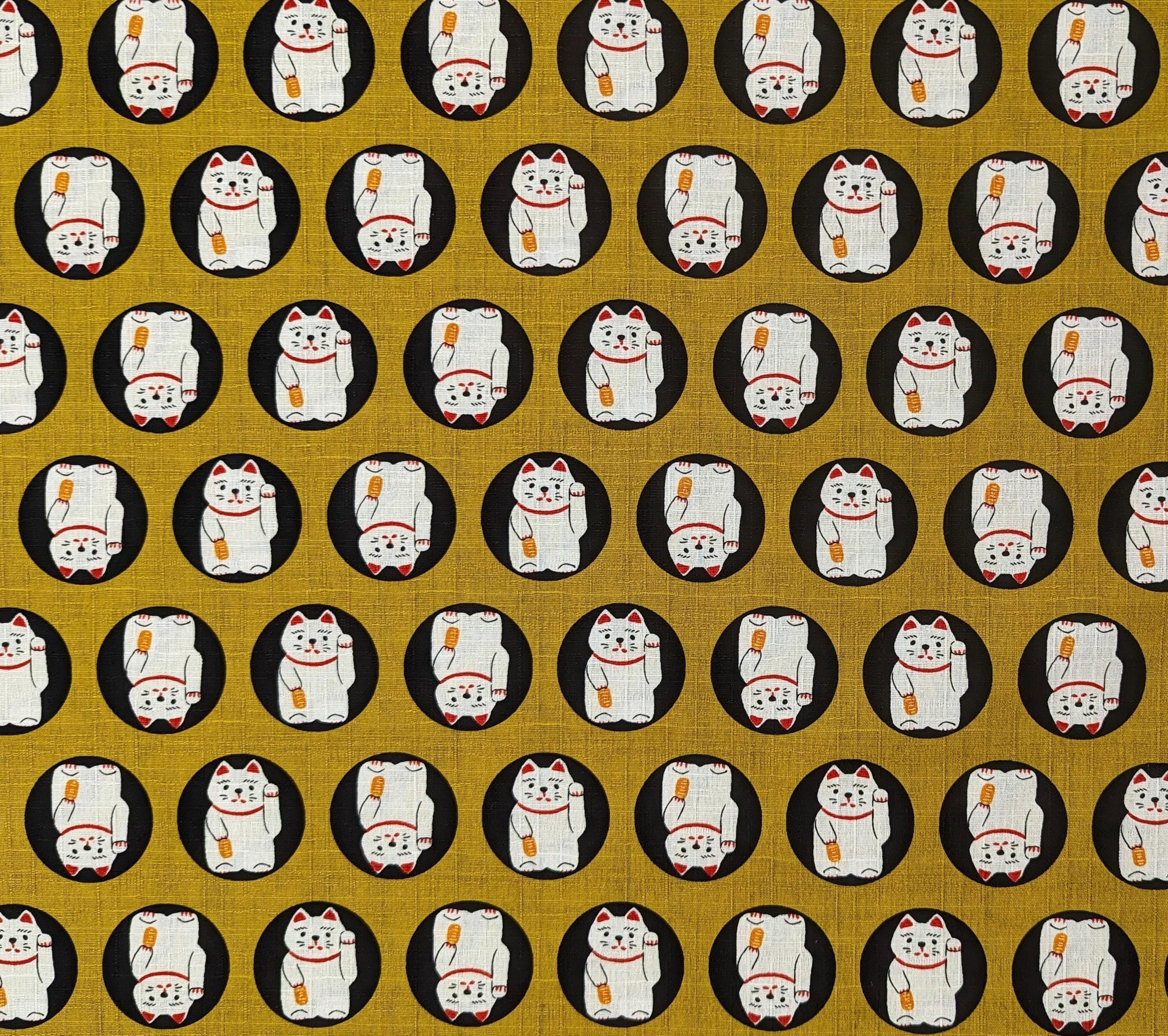 Hokkoh - Lucky Cats Cotton Dobby - Yellow