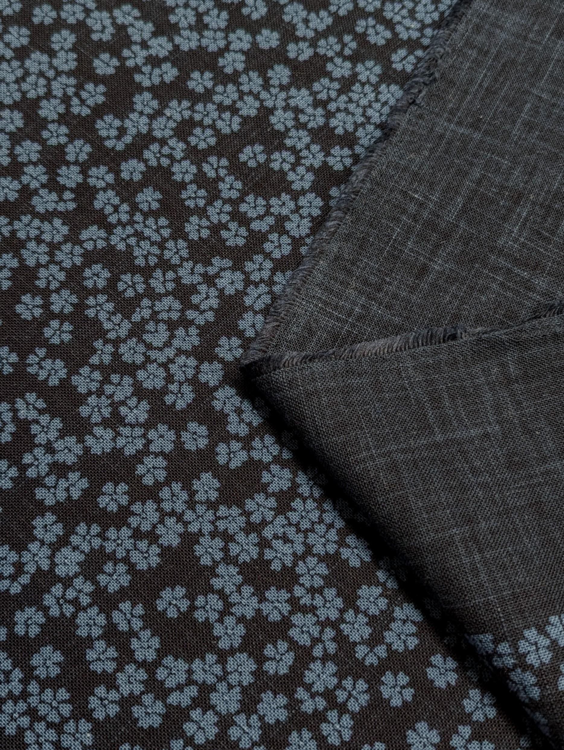 Kurenai - Hand Stenciled Cherry Blossoms Cotton - Blue