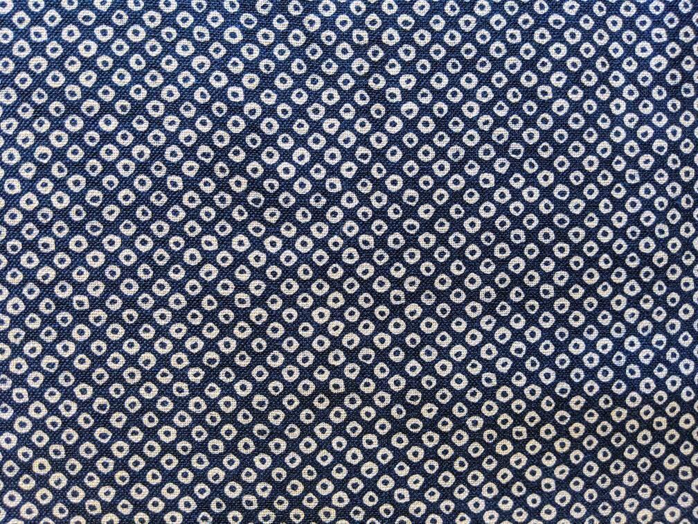 Sevenberry - Shibori Dot Cotton Fabric - Navy Blue Beige