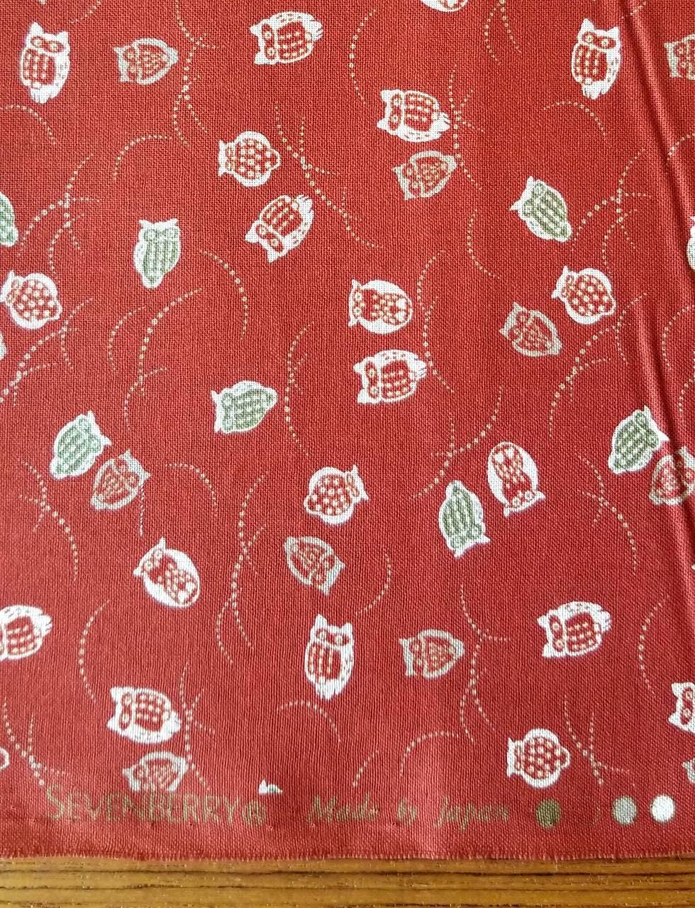 Sevenberry - Owls Cotton Fabric - Red