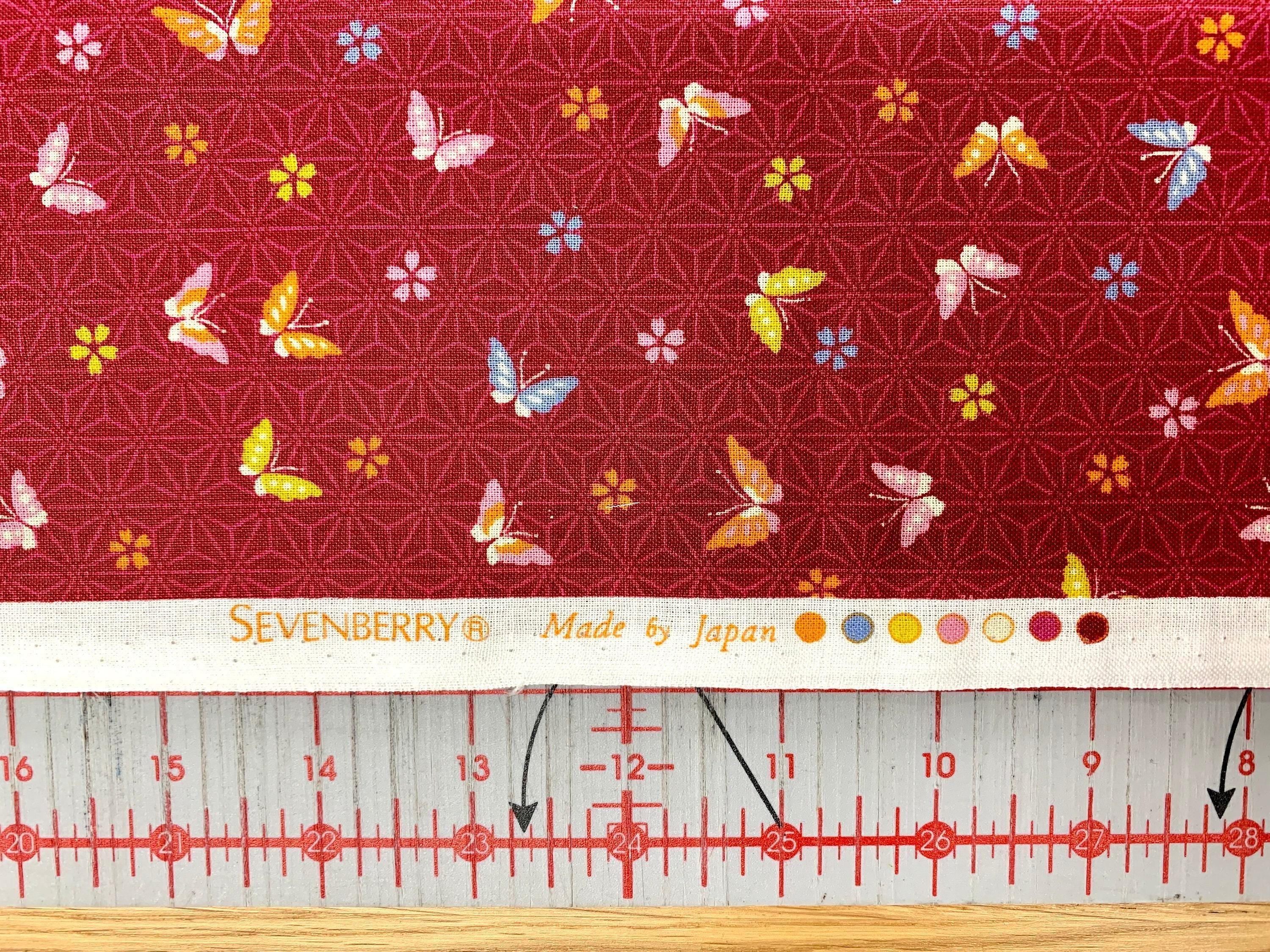 Sevenberry - Little Butterflies and Asanoha Stars Cotton Fabric - Red