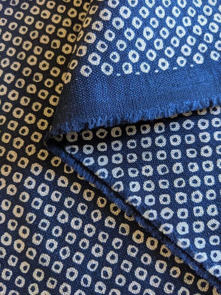 Sevenberry - Shibori Dot Cotton Fabric - Navy Blue Beige