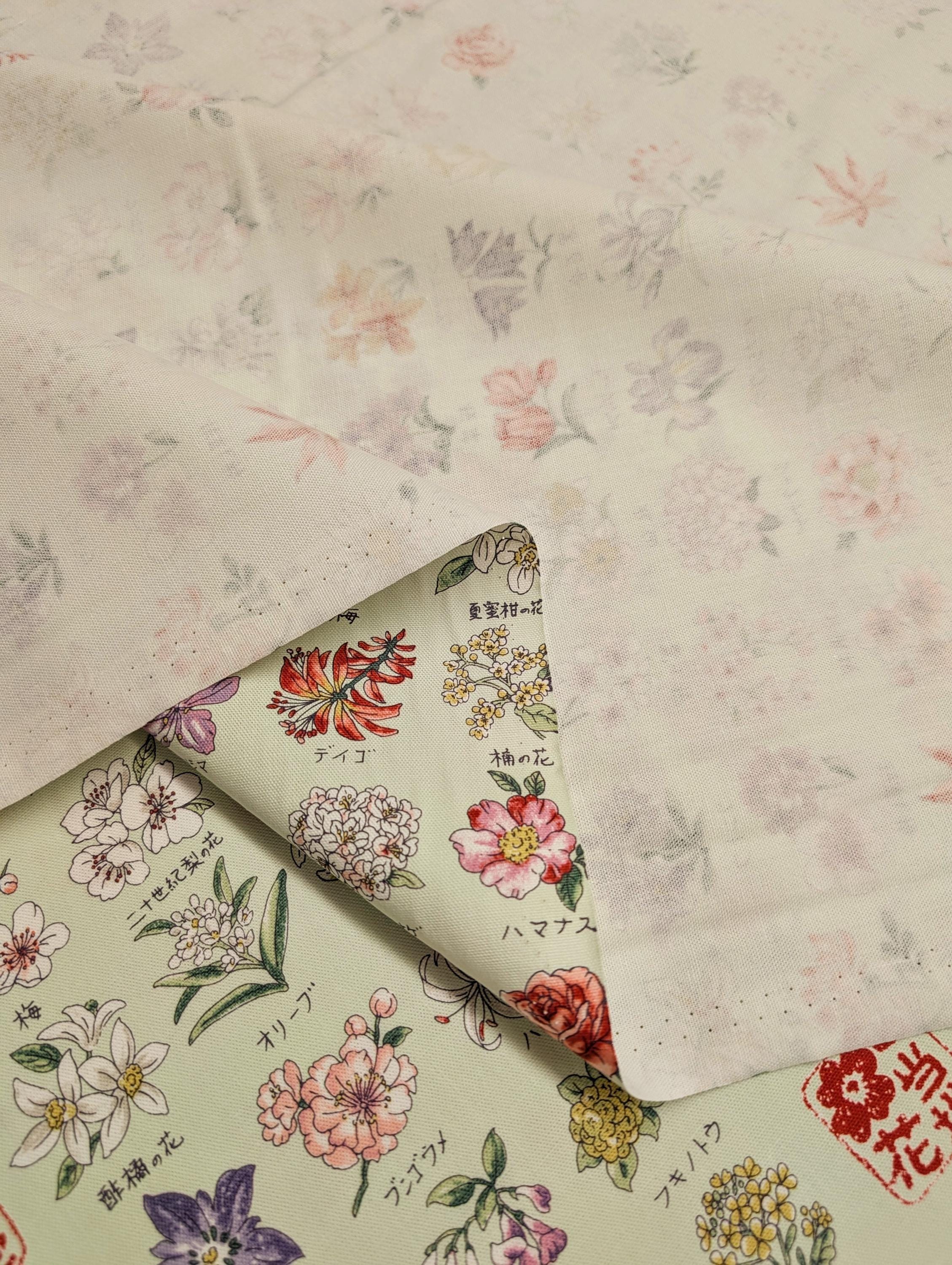 Kokka - National Flowers Cotton Oxford - Green