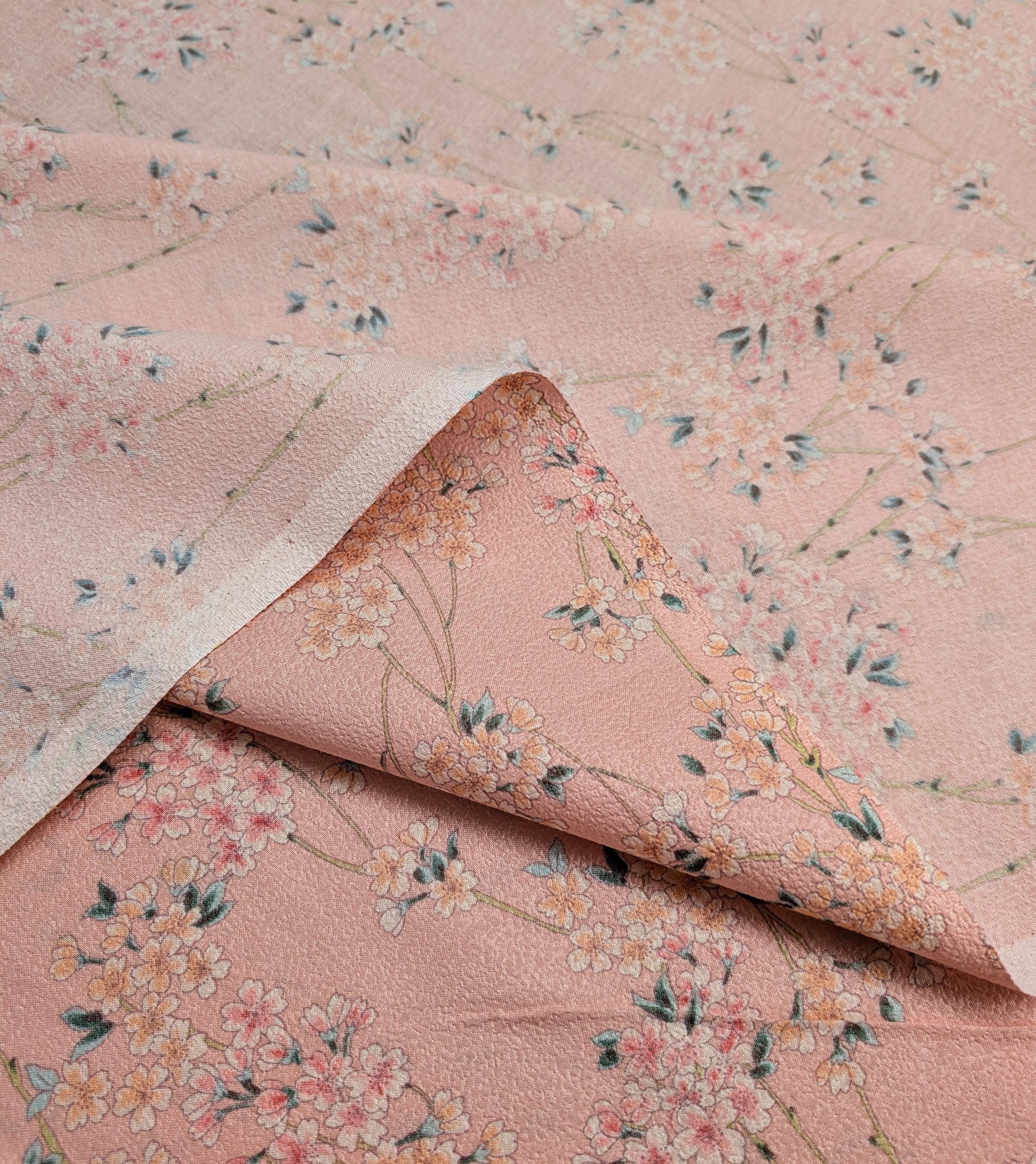 Sakura Flowers & Branches Asano Japanese crepe cotton fabric 0606-66 C pink