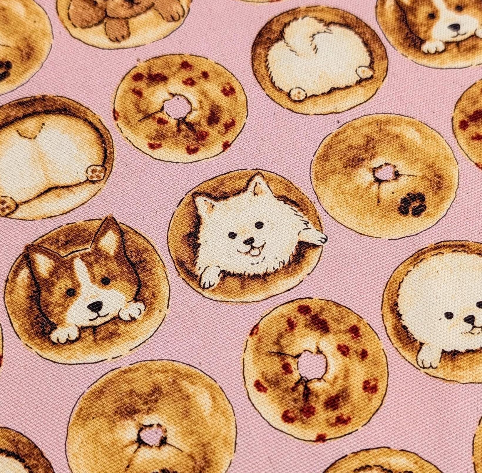 Kokka - Bagel Dogs Cotton Light Oxford - Pink