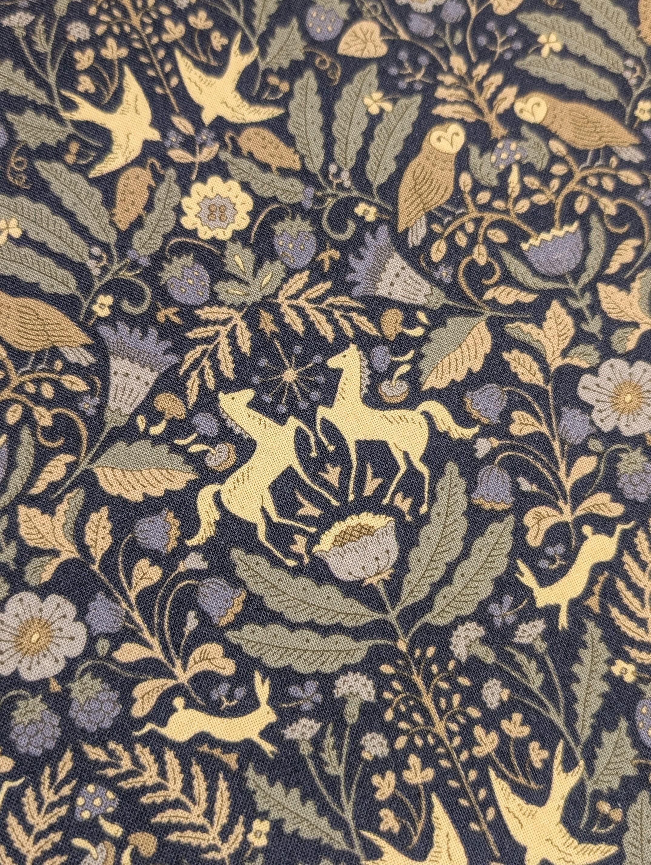 Kokka - Animal Forest Trèfle Cotton Sheeting - Blue