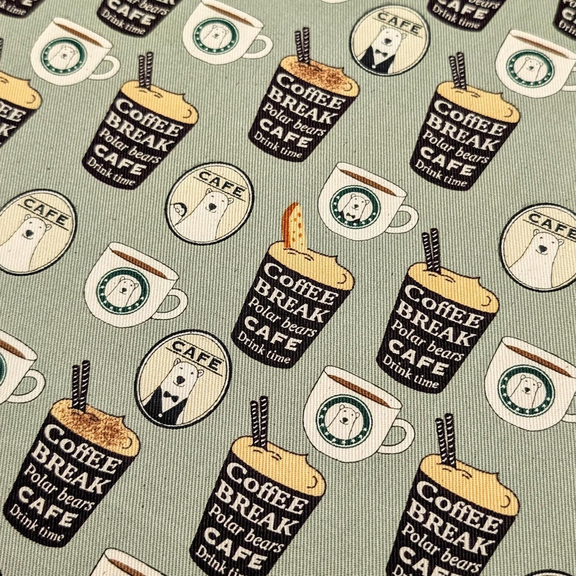 NEW Polar Bear Cafe Kobayashi Japanese cotton oxford twill fabric KTS-7066 D green