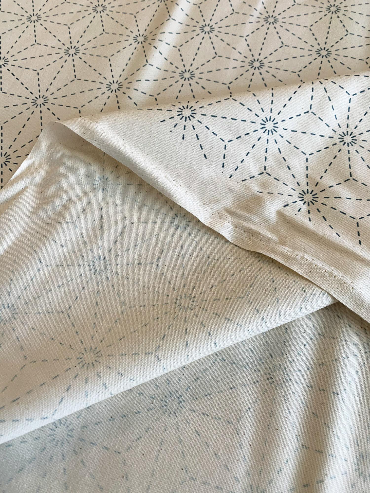 Olympus - Asanoha Stars Pre-Printed Sashiko Cotton Fabric - Ivory White