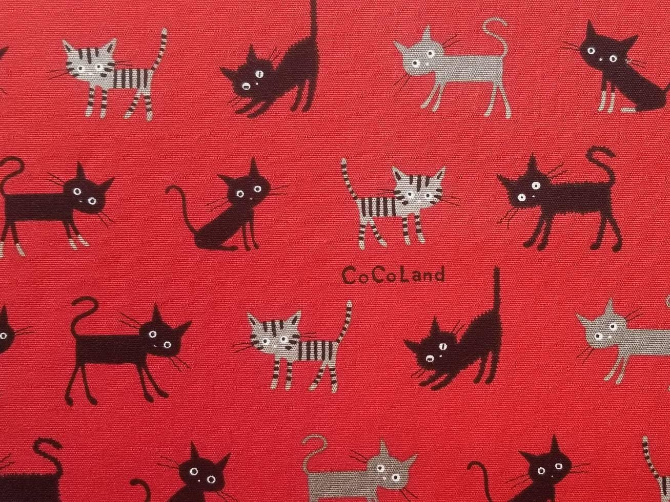 Hishiei - Cocoland Medium Cats Cotton Oxford - Red