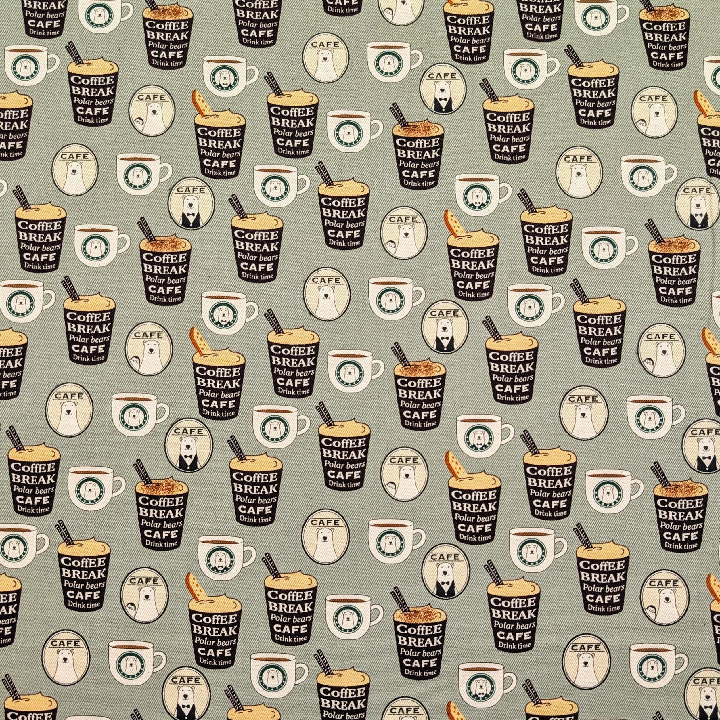 NEW Polar Bear Cafe Kobayashi Japanese cotton oxford twill fabric KTS-7066 D green