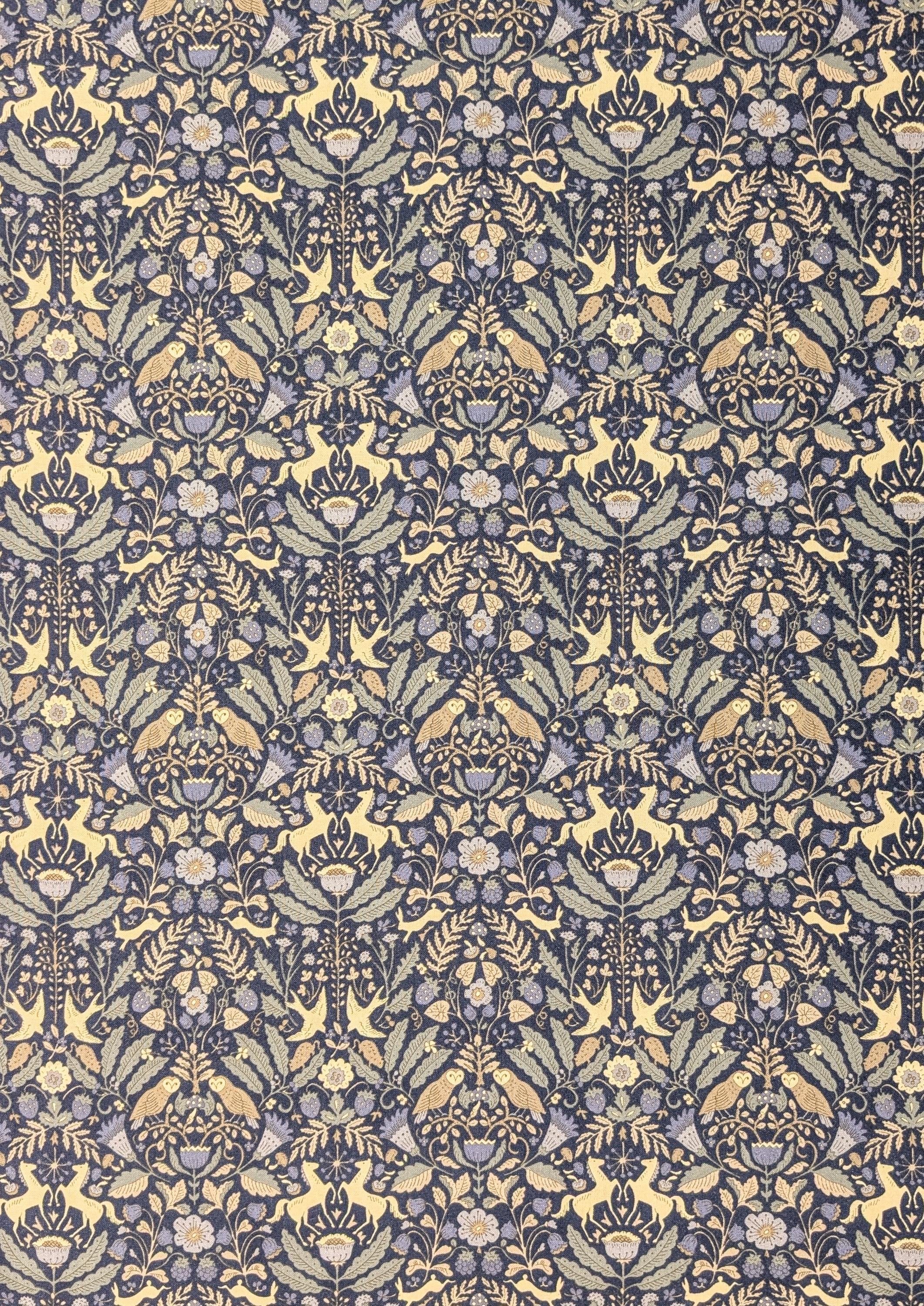 Kokka - Animal Forest Trèfle Cotton Sheeting - Blue