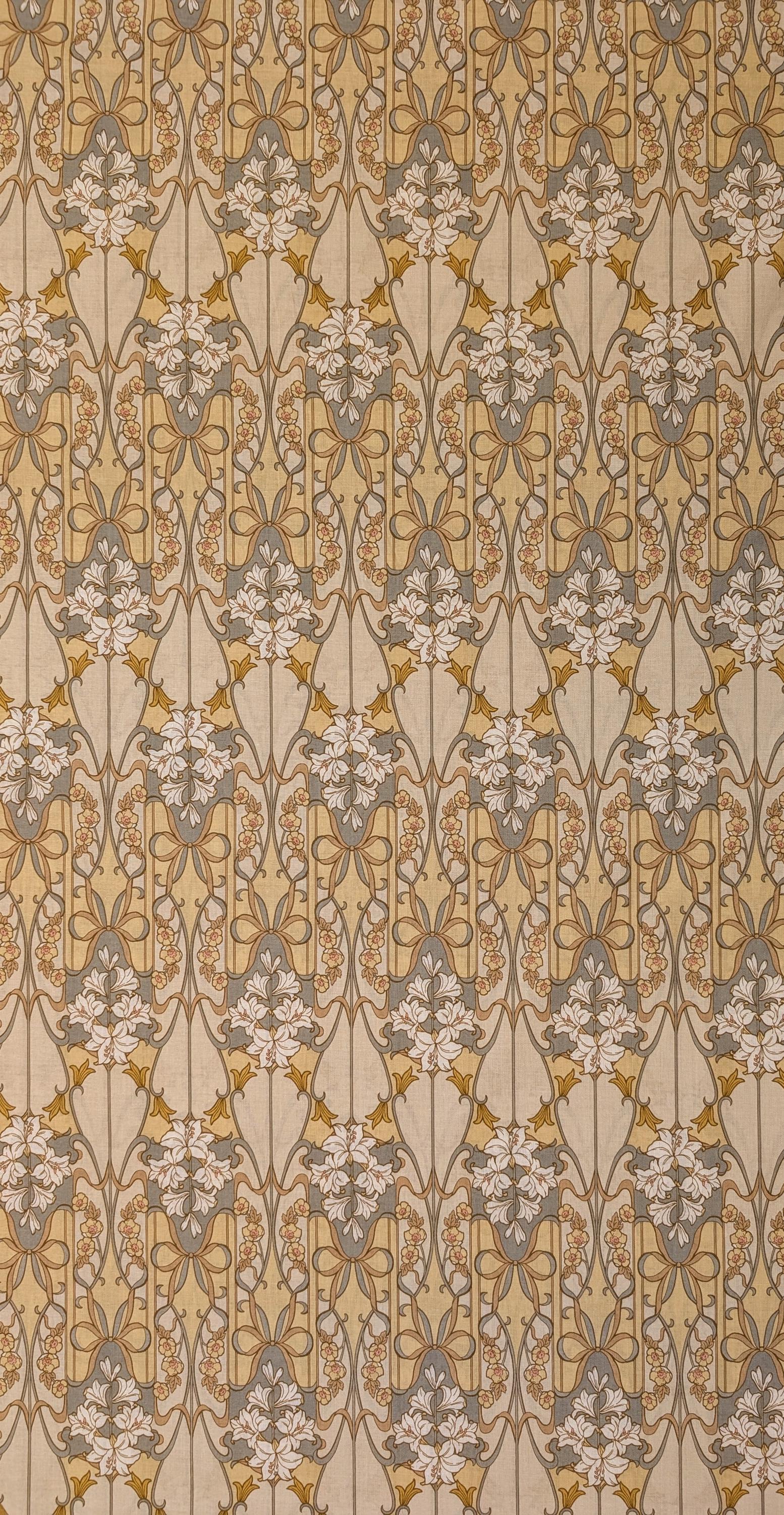 Hokkoh - Nouveau Flower Filigree Cotton Lawn - Beige and Yellow