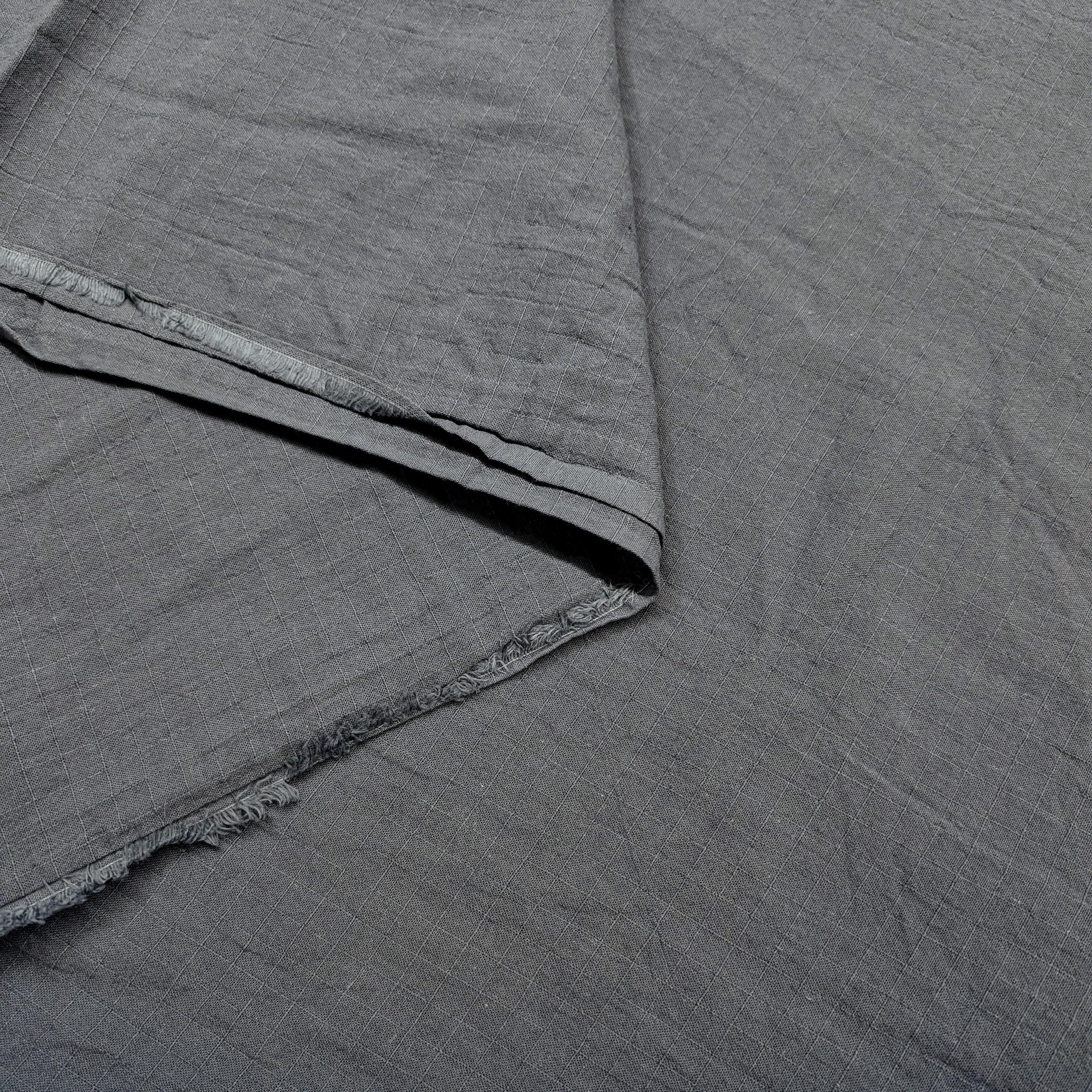 NEW Soft Gridded Dobby Cosmo Japanese cotton linen fabric AD-5747 266 gray blue