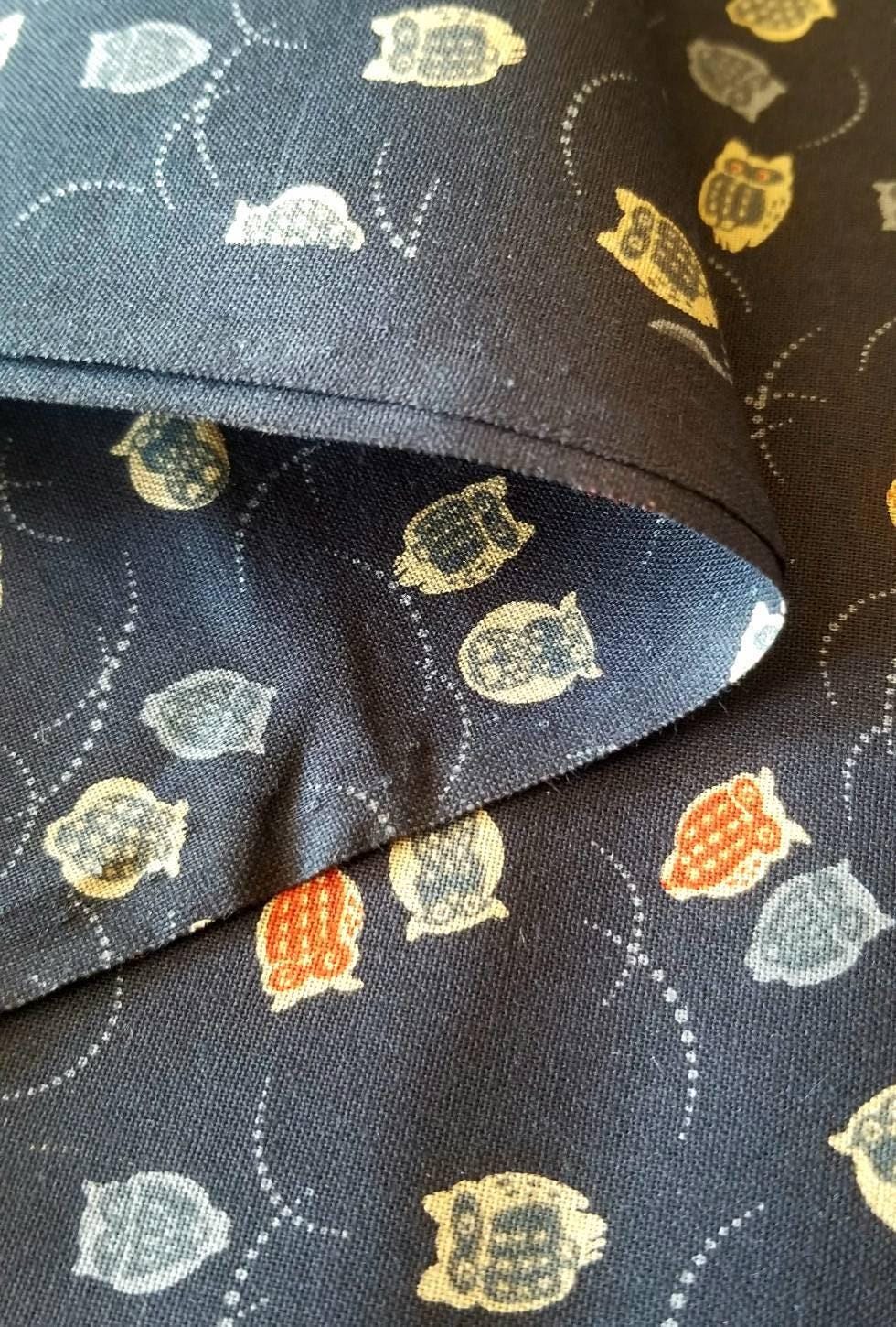Sevenberry - Cute Owls Cotton Fabric - Navy Blue