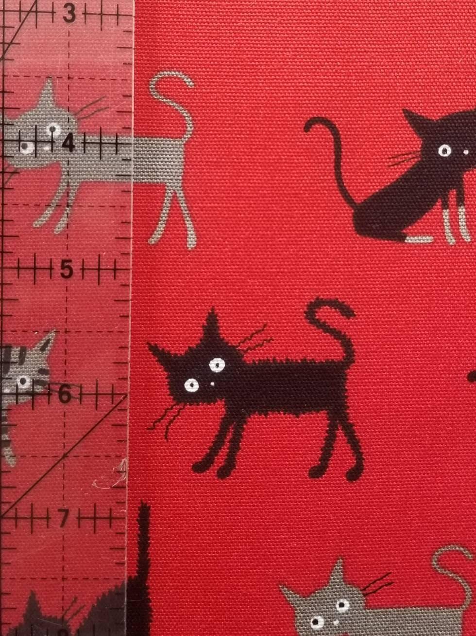 Hishiei - Cocoland Medium Cats Cotton Oxford - Red