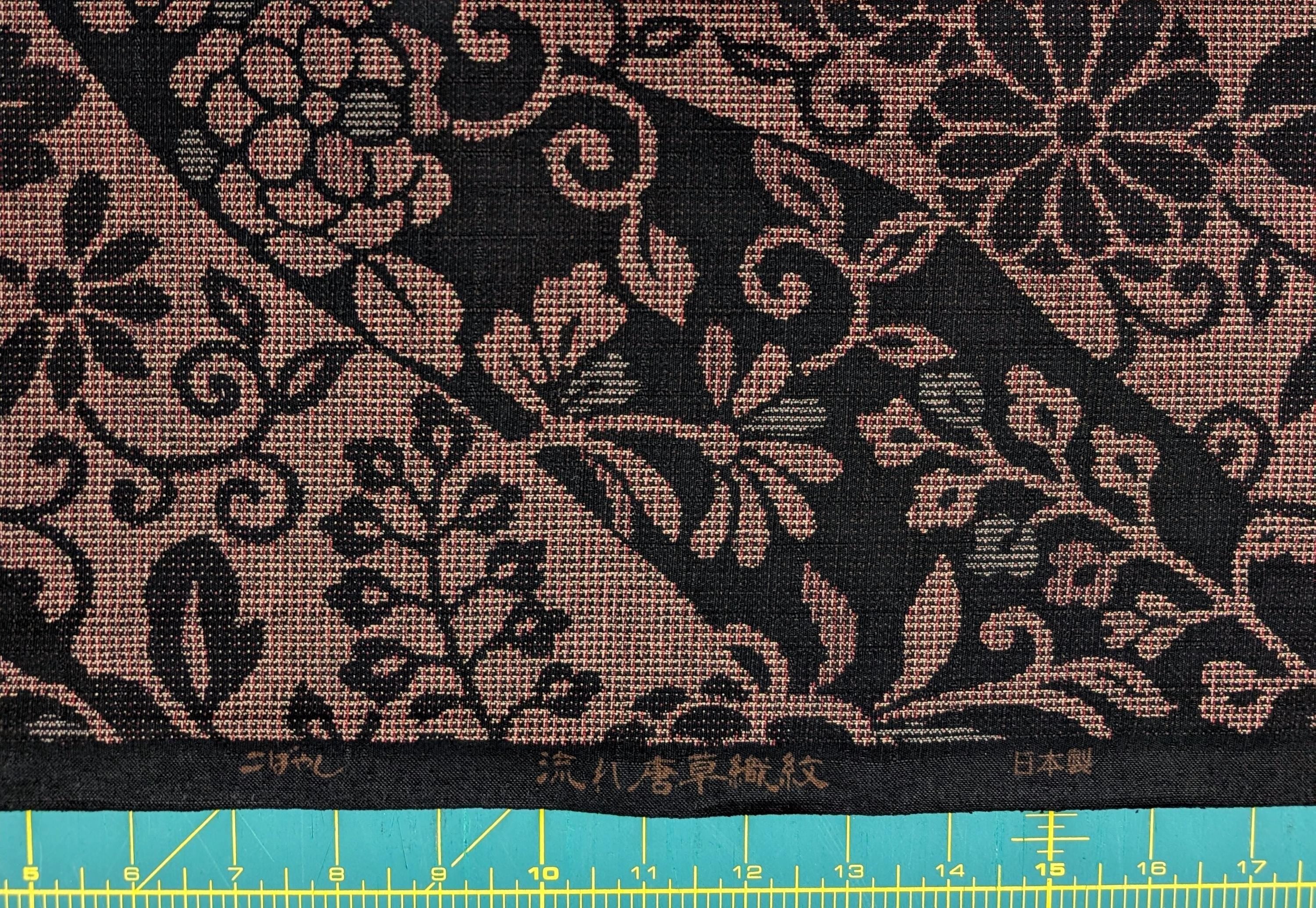 NEW Floral Silhouette Kobayashi dobby cotton fabric KTS-7020 A red & black