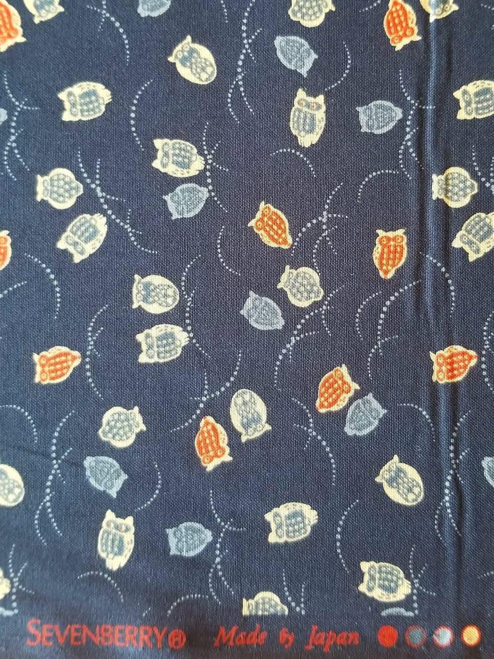 Sevenberry - Cute Owls Cotton Fabric - Navy Blue