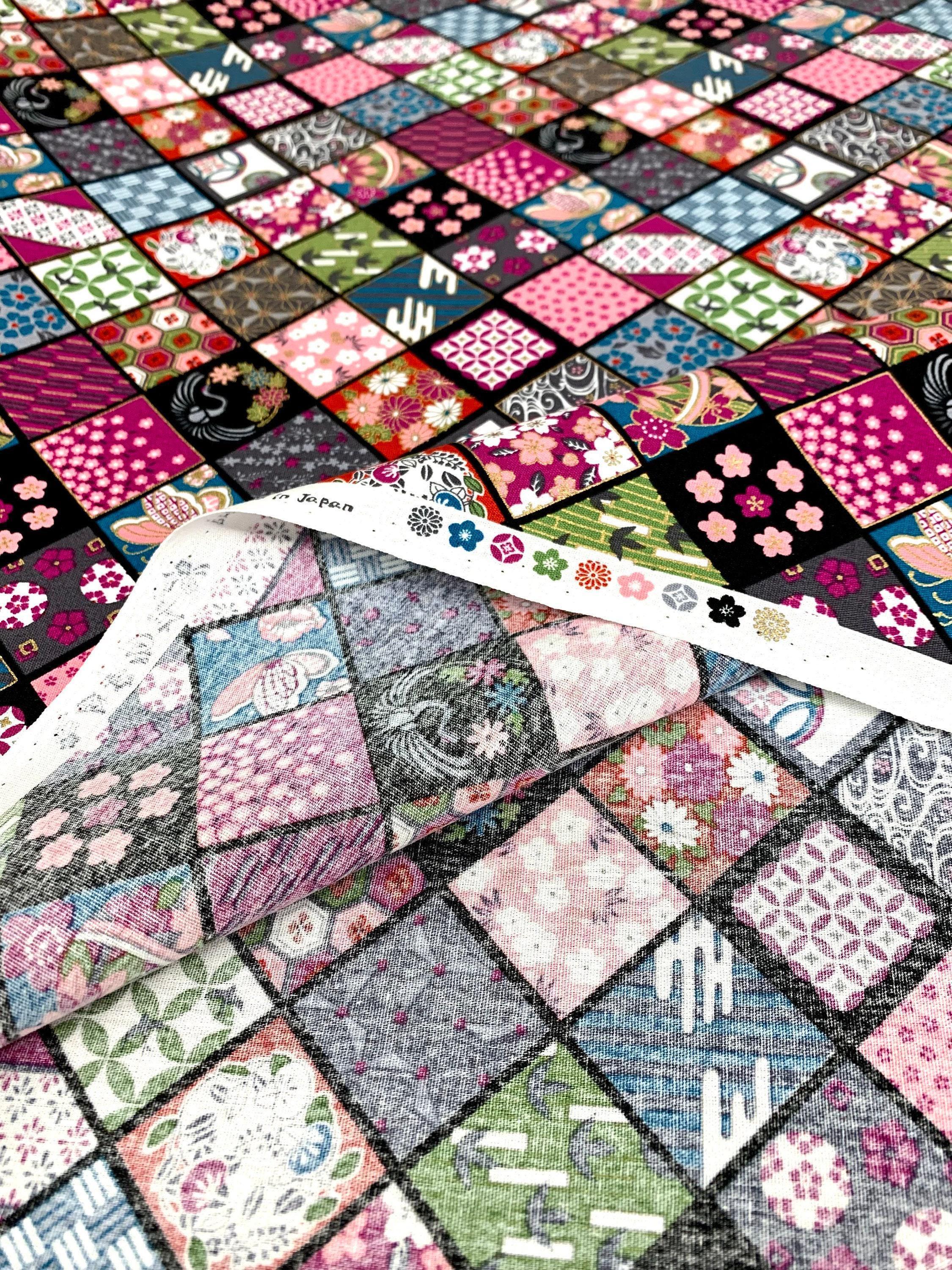 Senyo - Golden Flower Story Cotton Fabric - Magenta Black