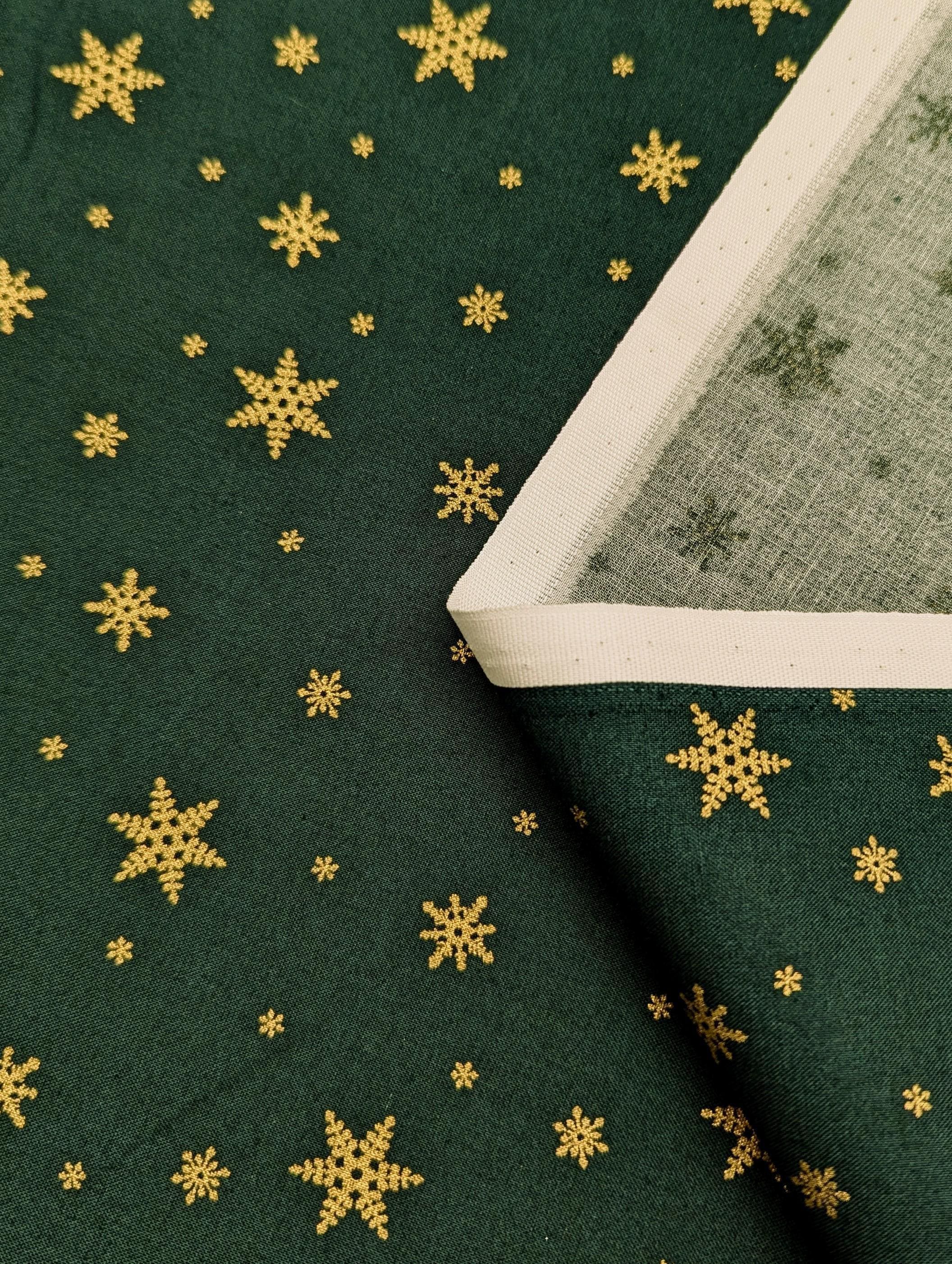 Hishiei - Golden Snowflakes Cotton Fabric - Green