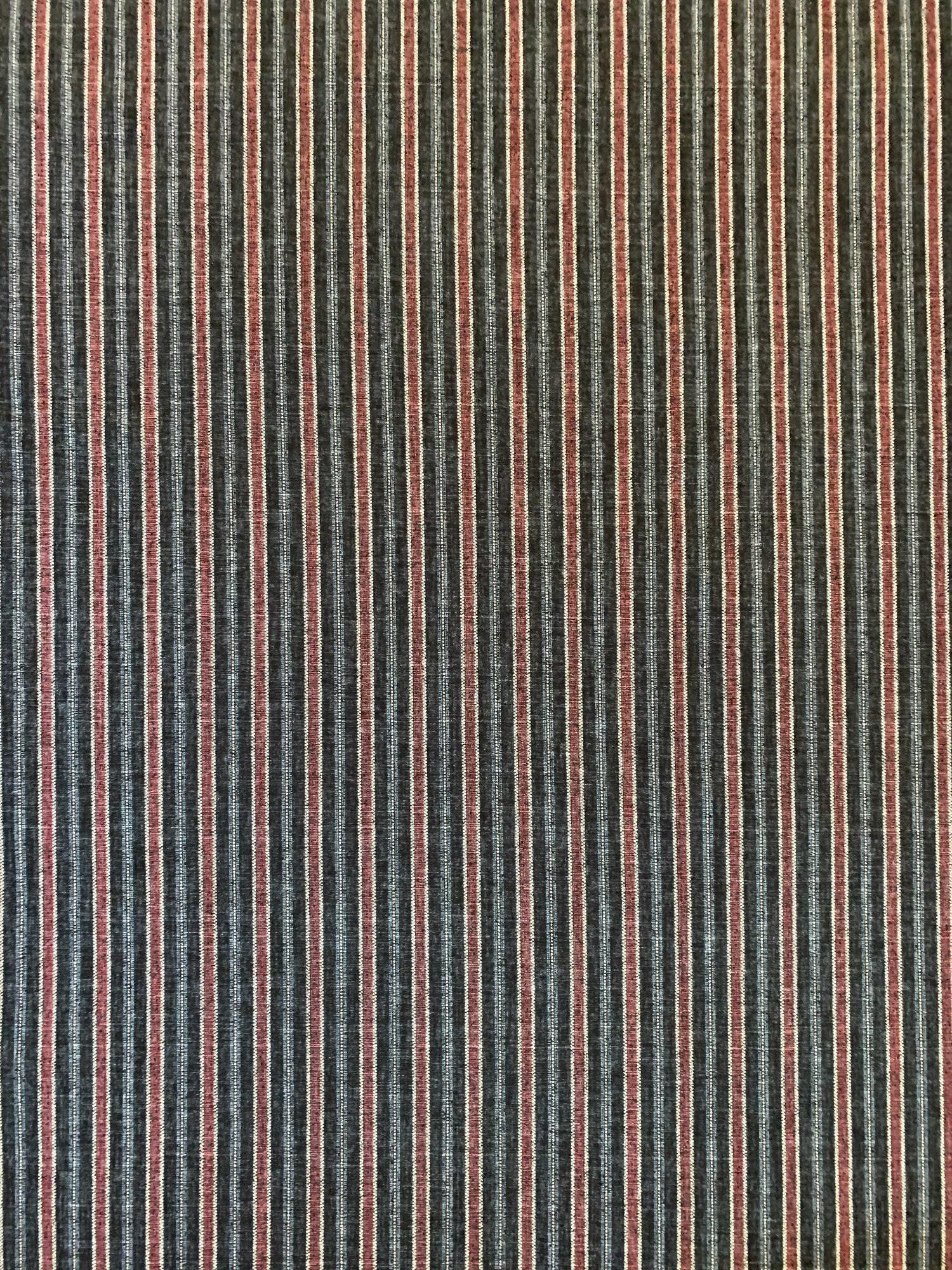 Morikiku - Stripe Cotton Dobby - Black Blue Red White