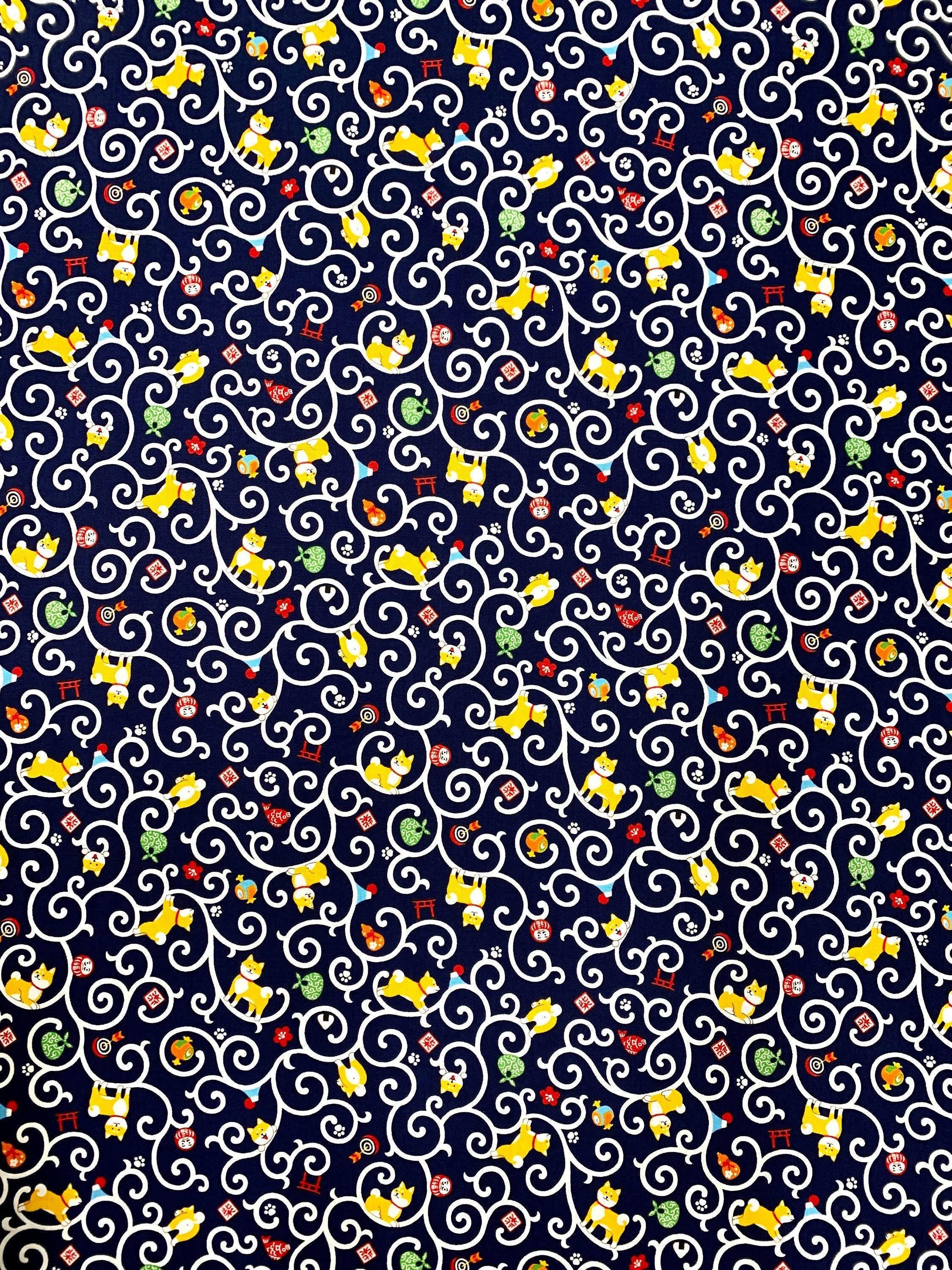 Cosmo - Shiba New Year Cotton - Navy Blue