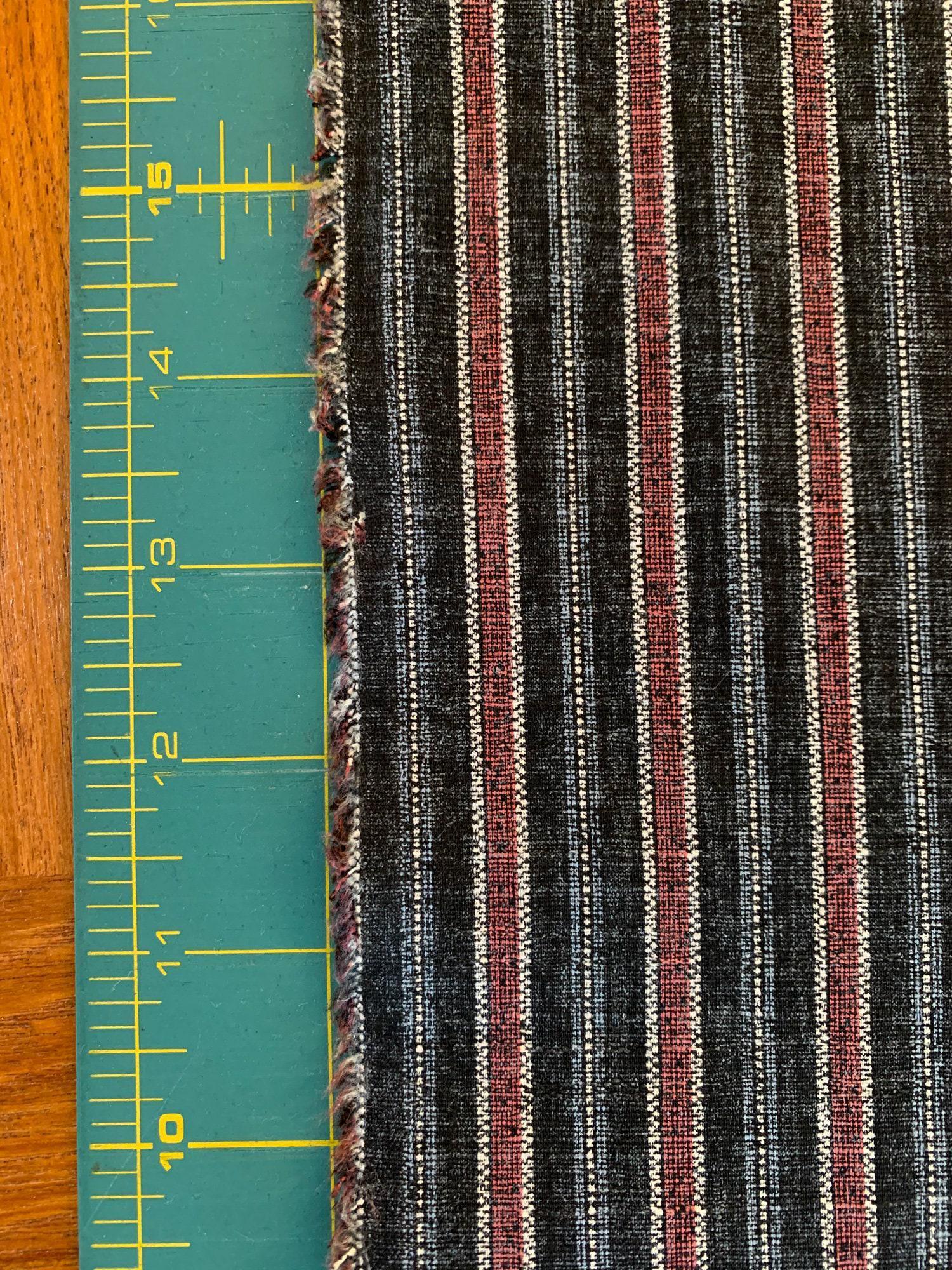 Morikiku - Stripe Cotton Dobby - Black Blue Red White