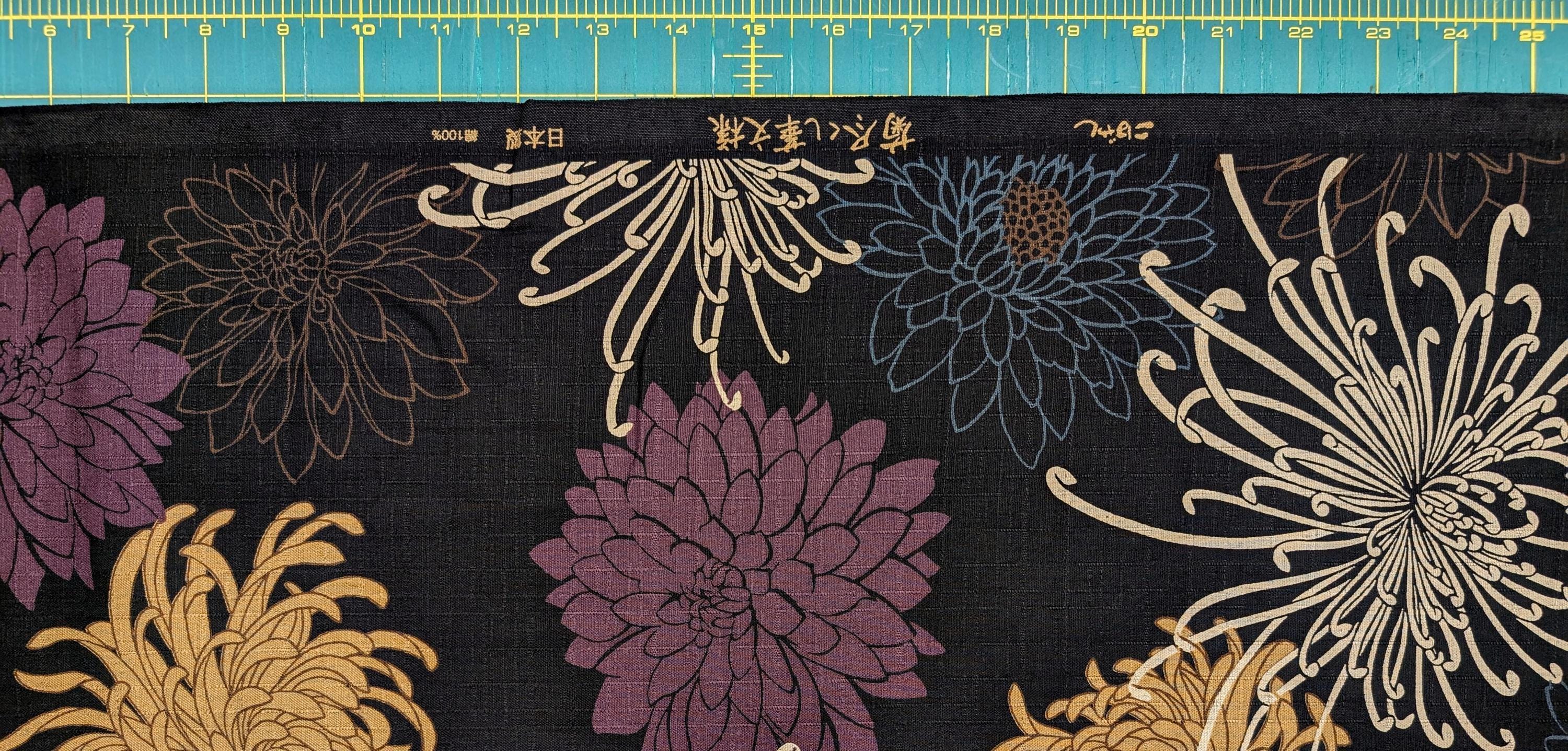 Kobayashi - Mixed Traditional Flowers Cotton Dobby - Black