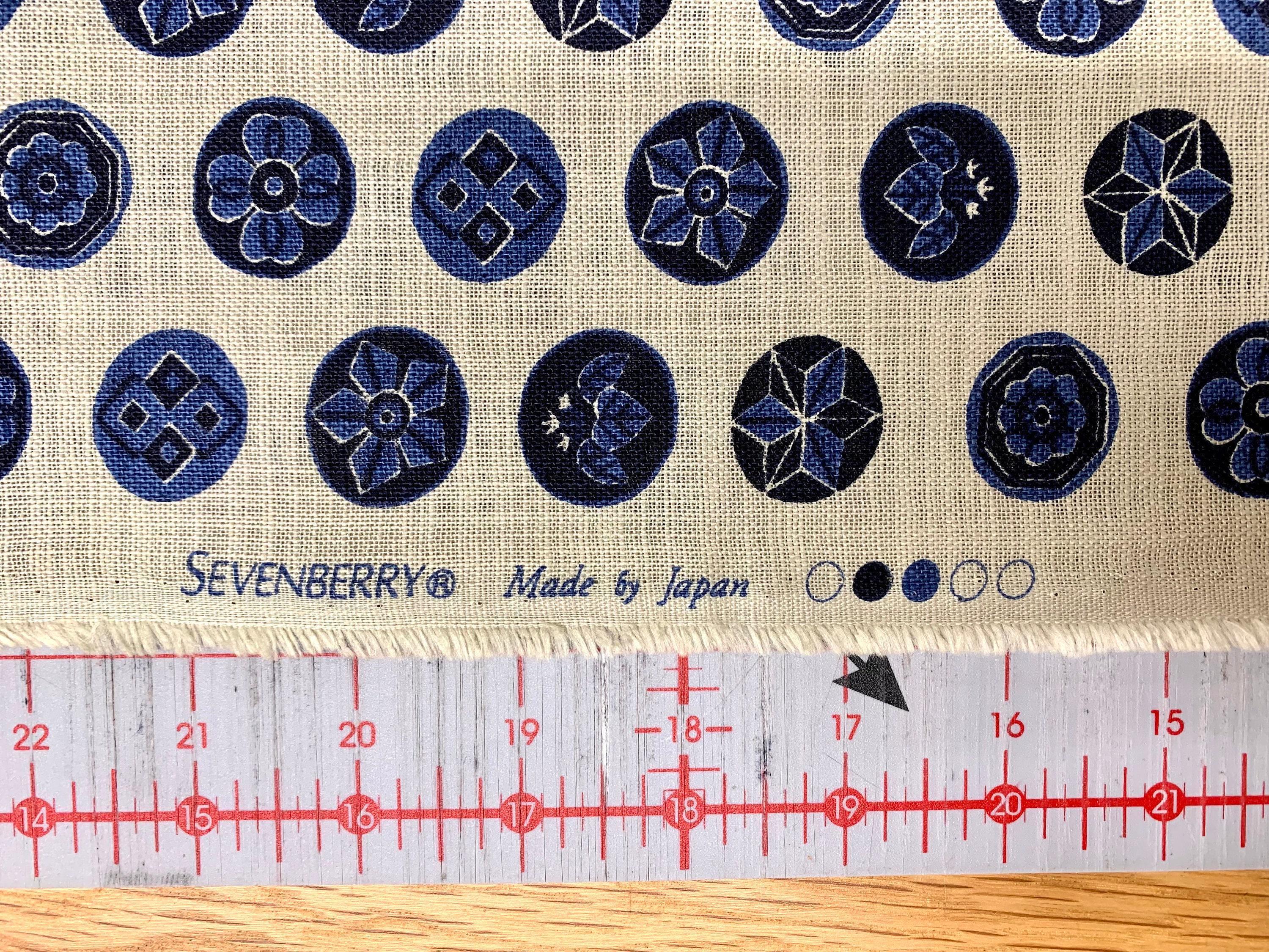 Sevenberry - Vintage Crests Cotton Fabric - Beige Blue