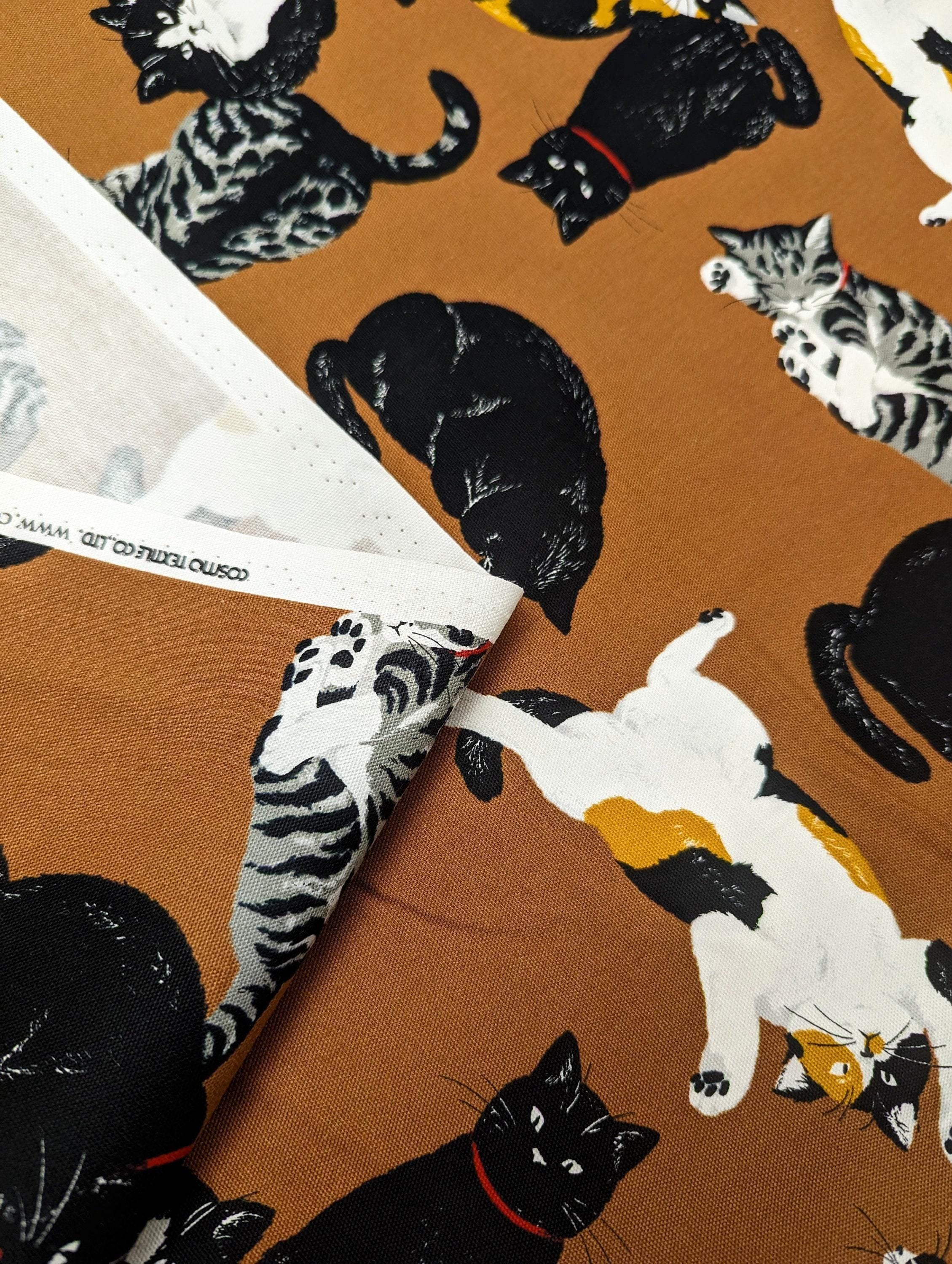 Cosmo - Cat Scatter Cotton Oxford - Brown