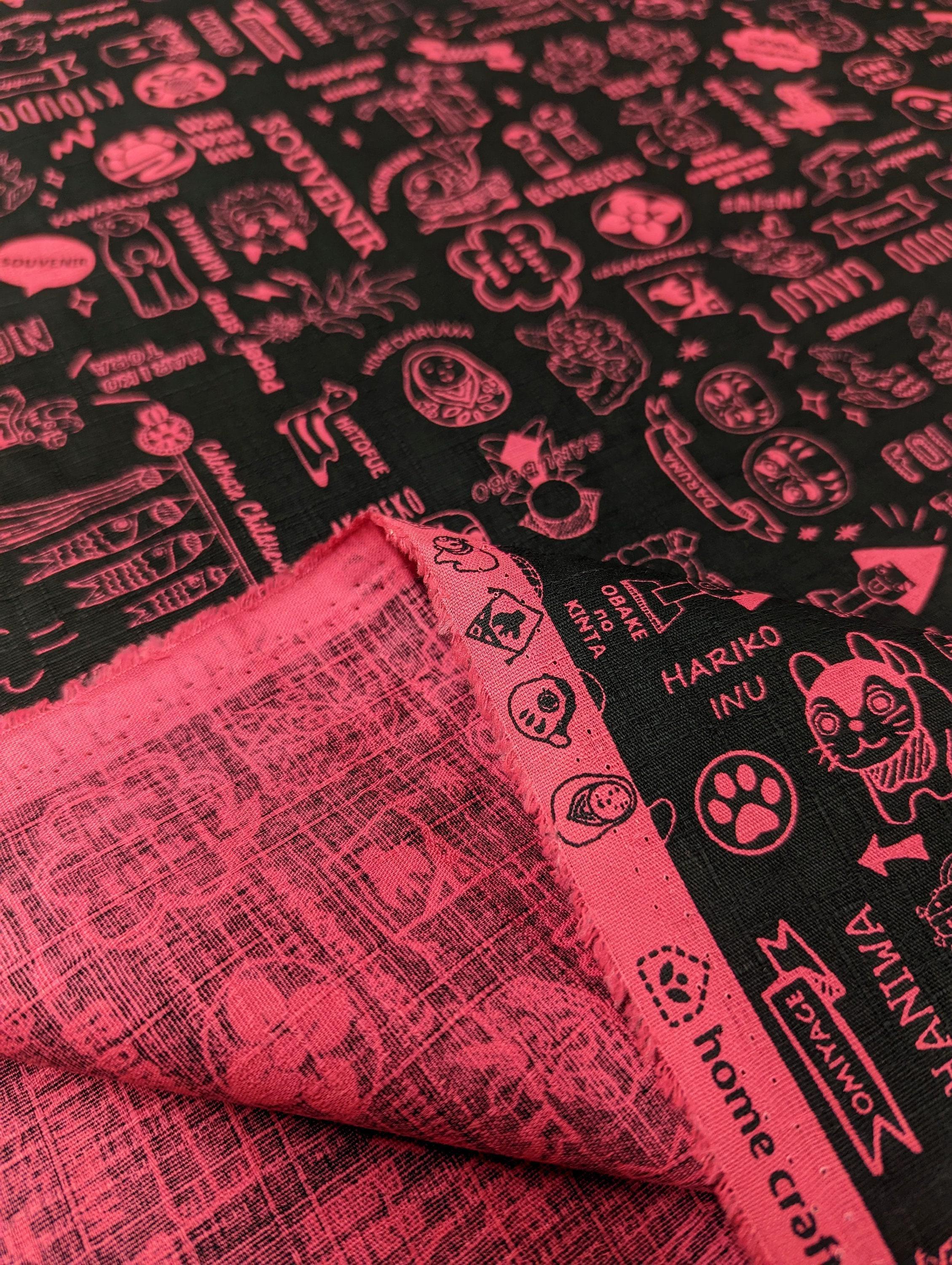 Orimono Imports - Shi-Ru-Shi Folk Toys Cotton Dobby - Pink and Black