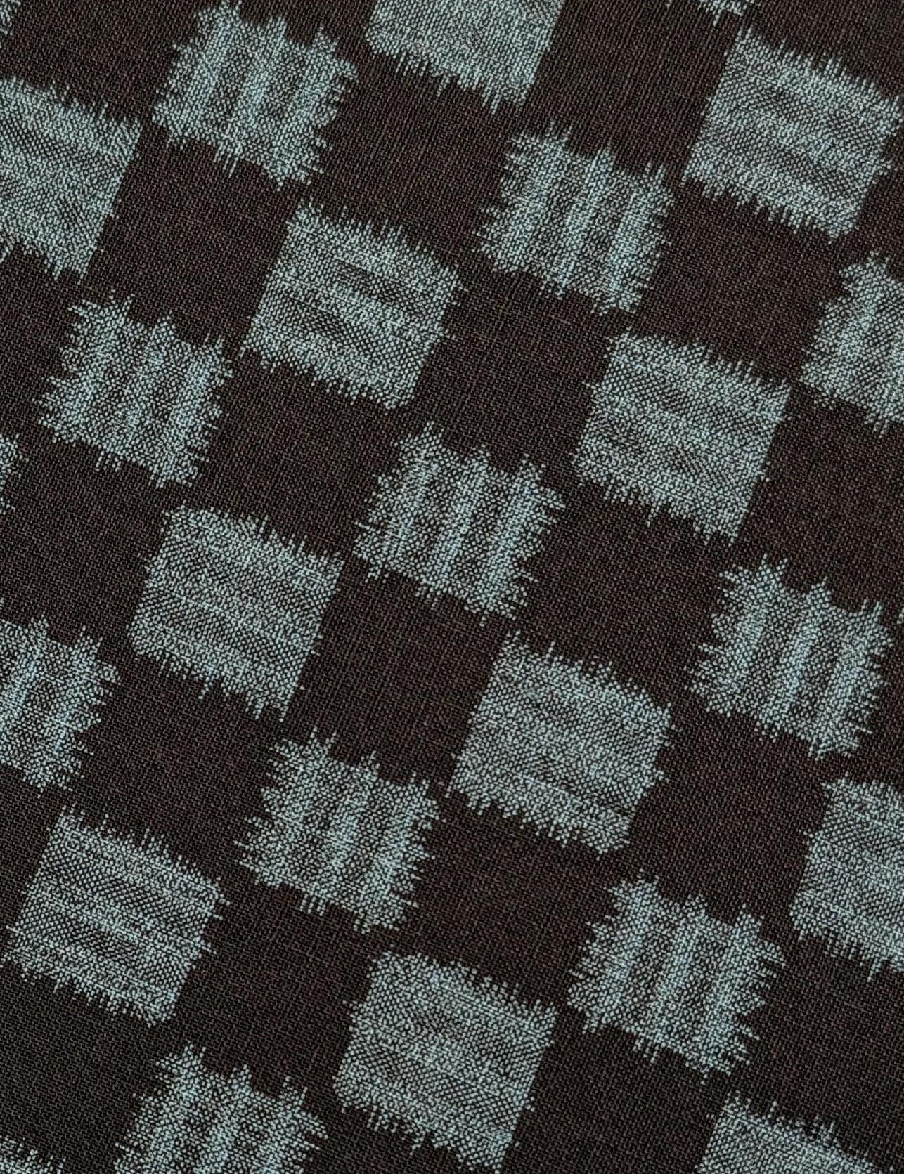 Sevenberry - Printed Ikat Squares Cotton Fabric - Black Blue