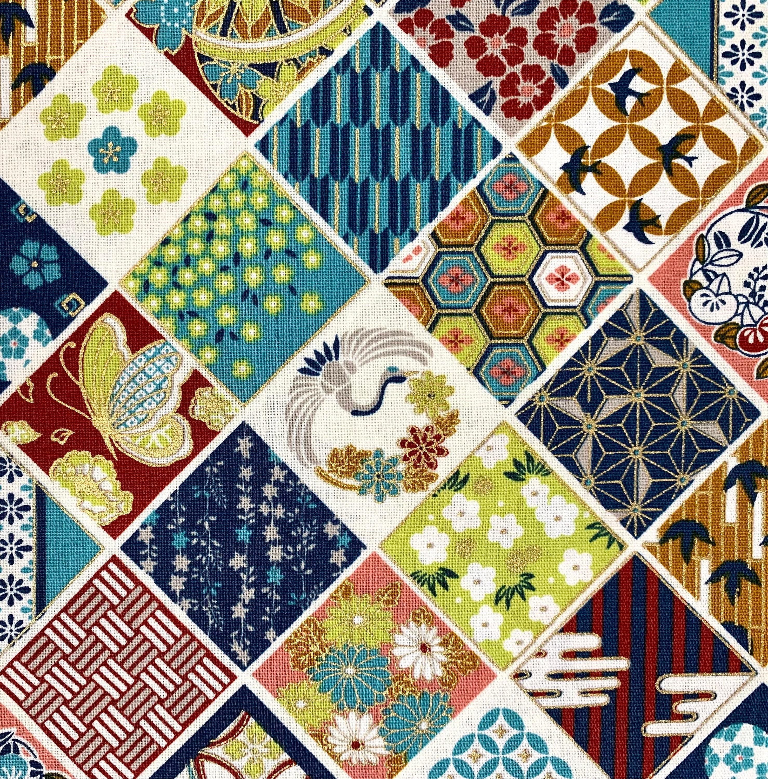 Senyo - Golden Flower Story Cotton Fabric - Green White