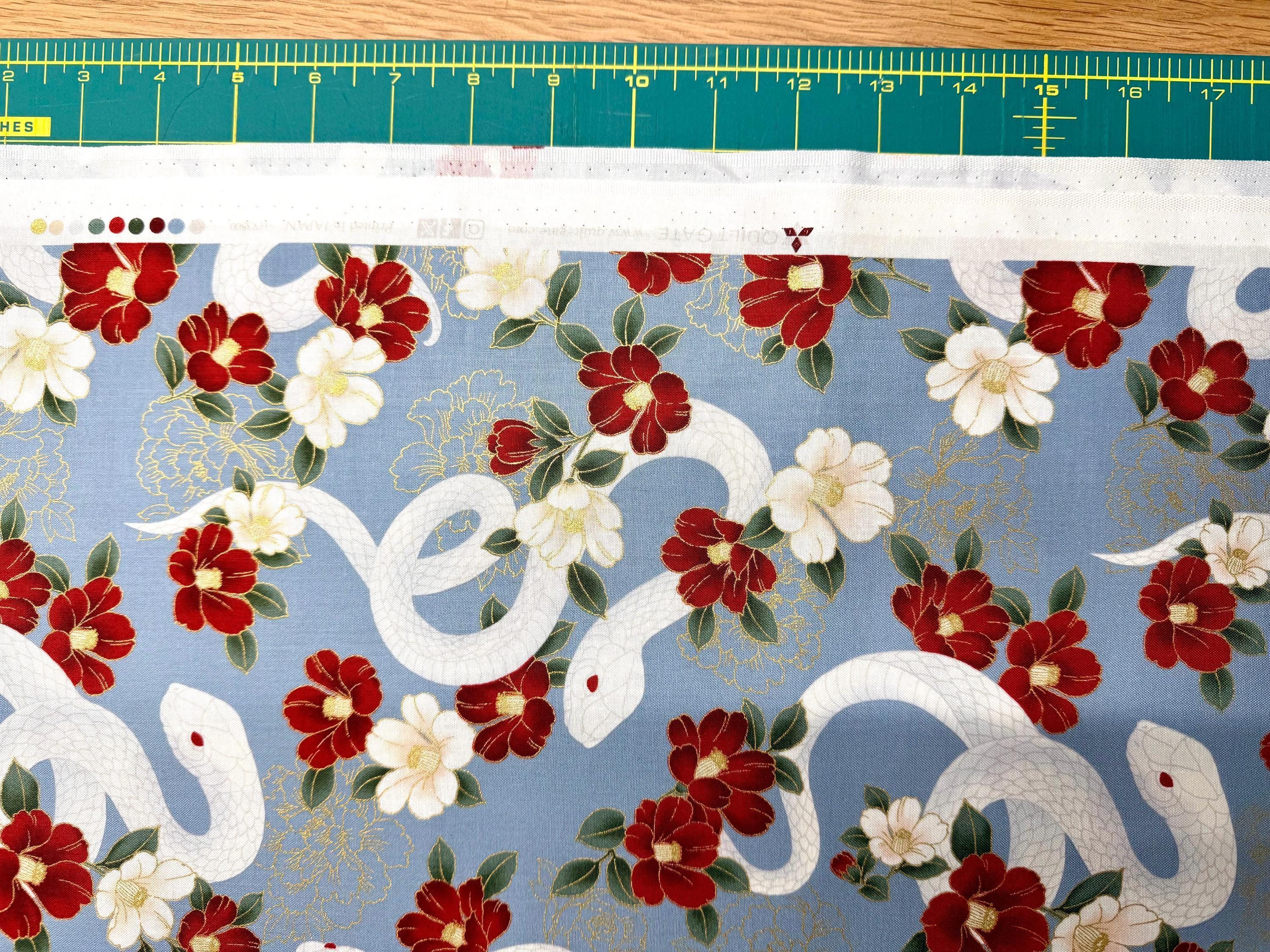 QuiltGate - Hyakka Ryoran Year of the Snake Cotton Fabric - Slate Blue