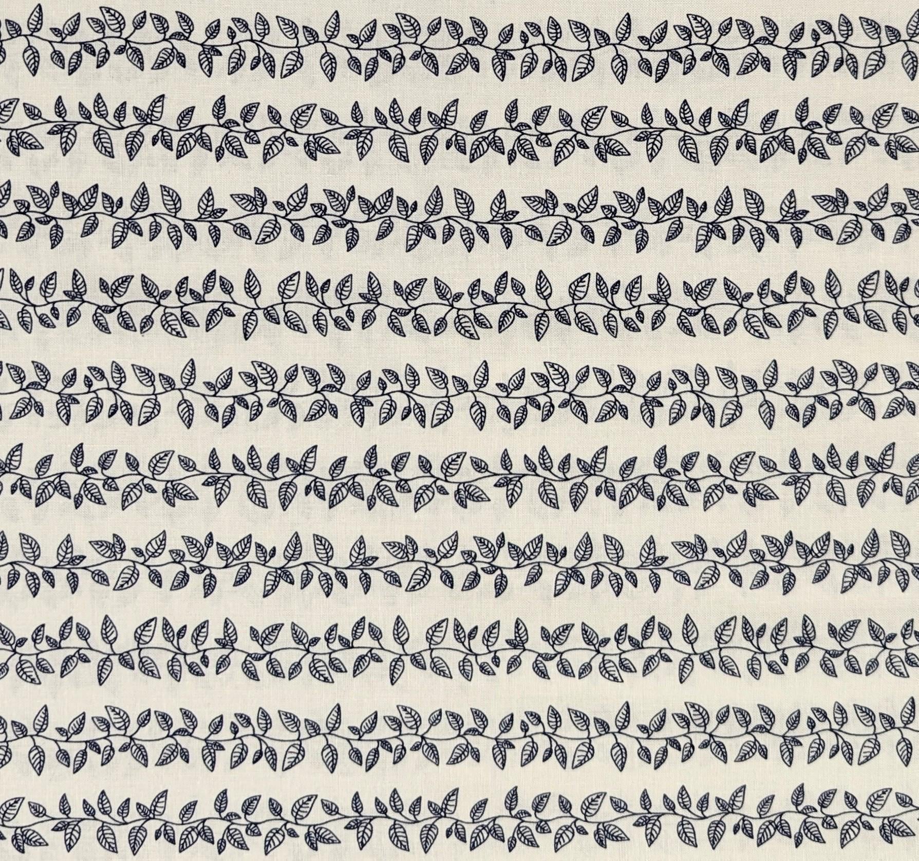 Cosmo - Vining Leaves Cotton Sheeting - White & Blue