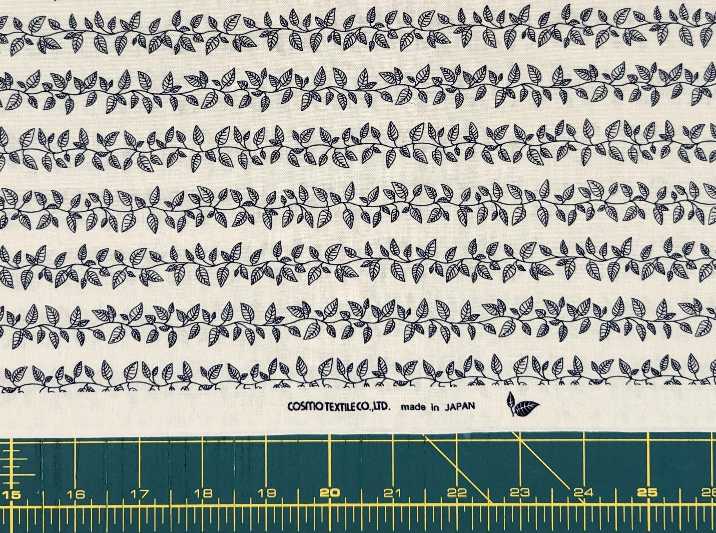 Cosmo - Vining Leaves Cotton Sheeting - White & Blue